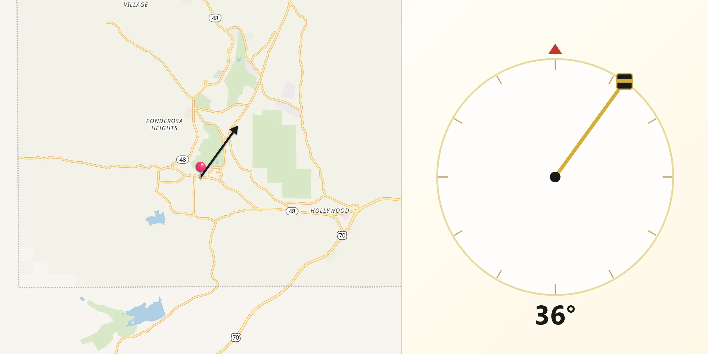 Qibla Direction from Ruidoso