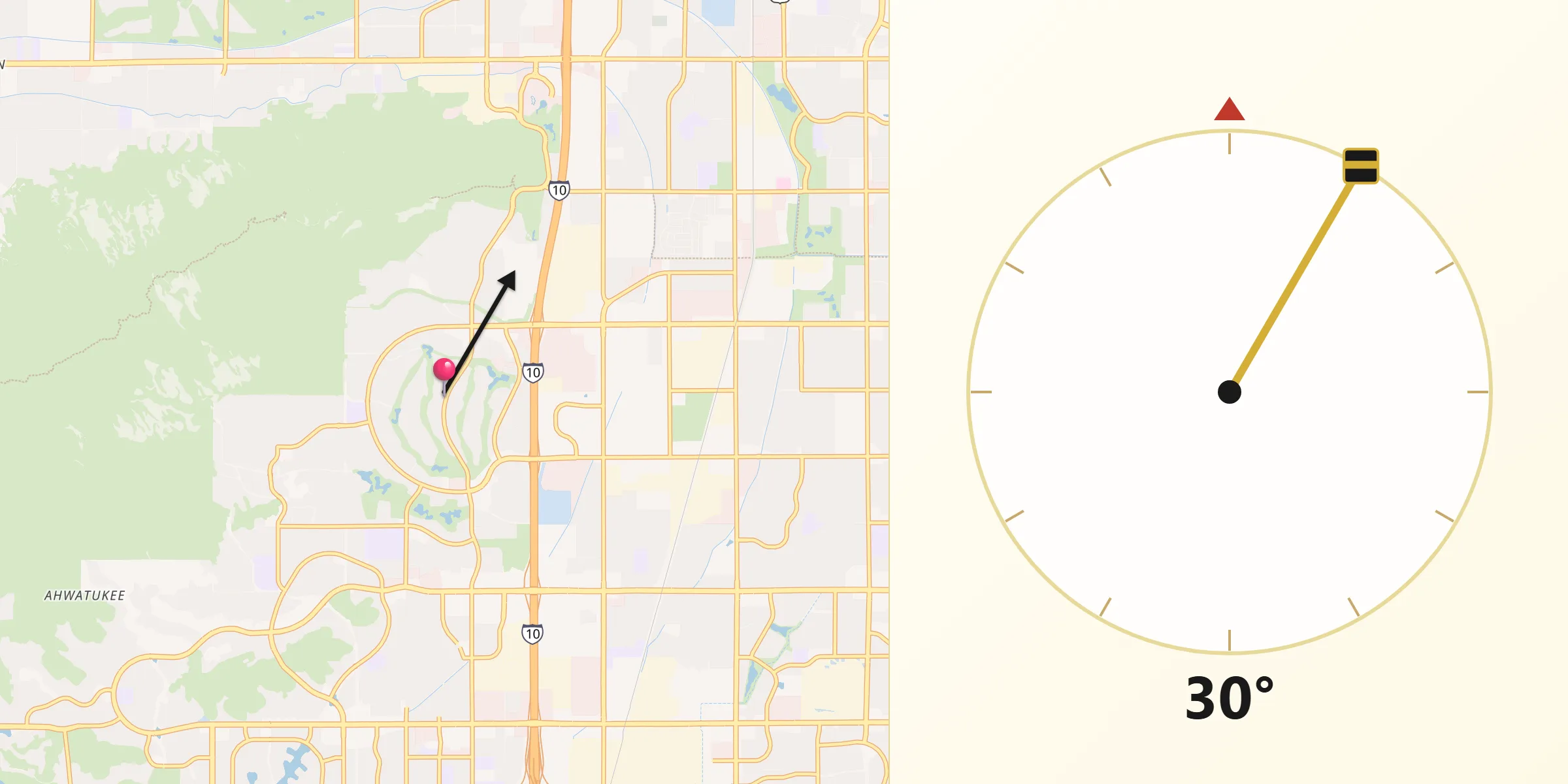 Qibla Direction from Ahwatukee Foothills