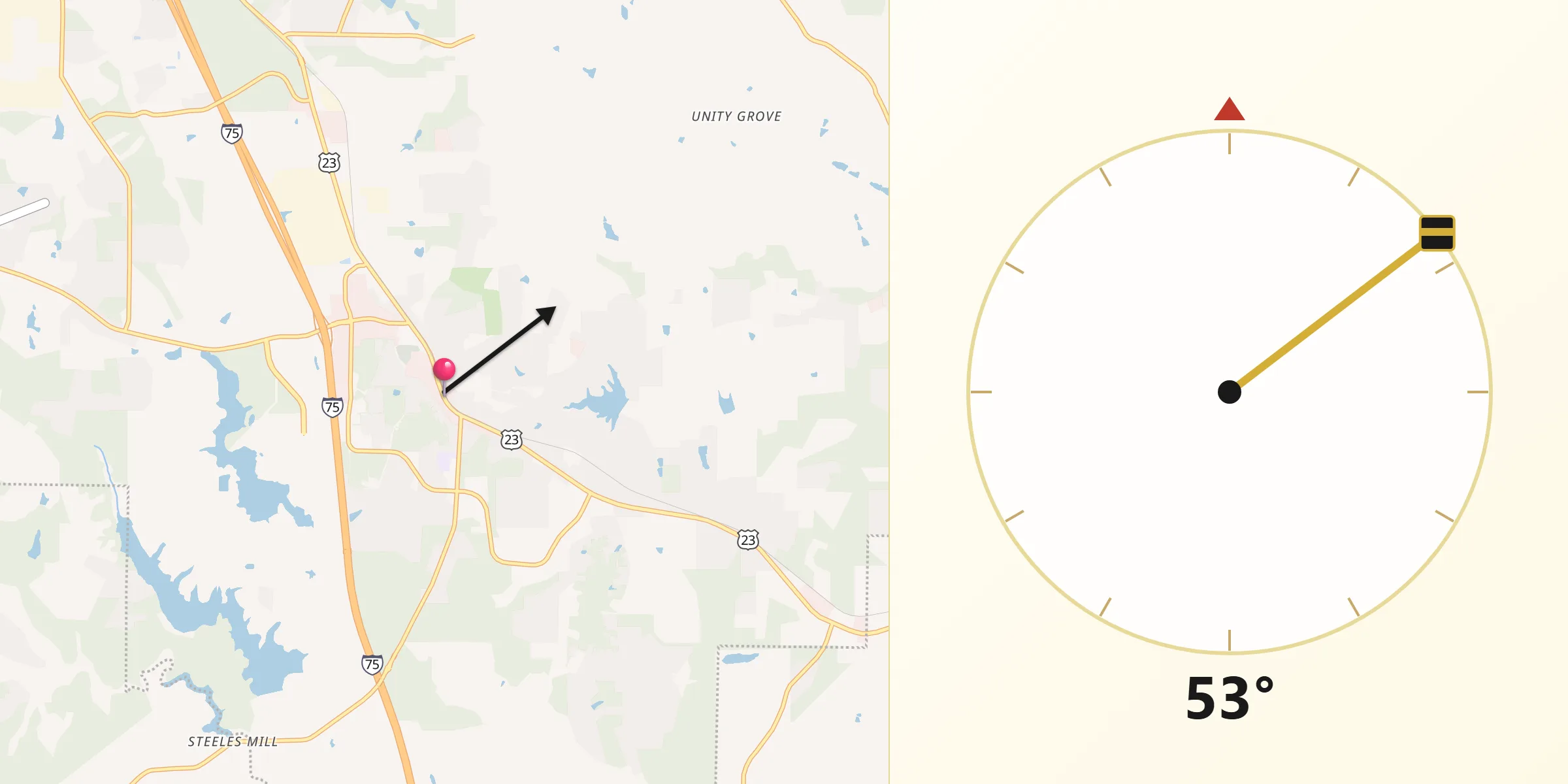 Qibla Direction from Locust Grove