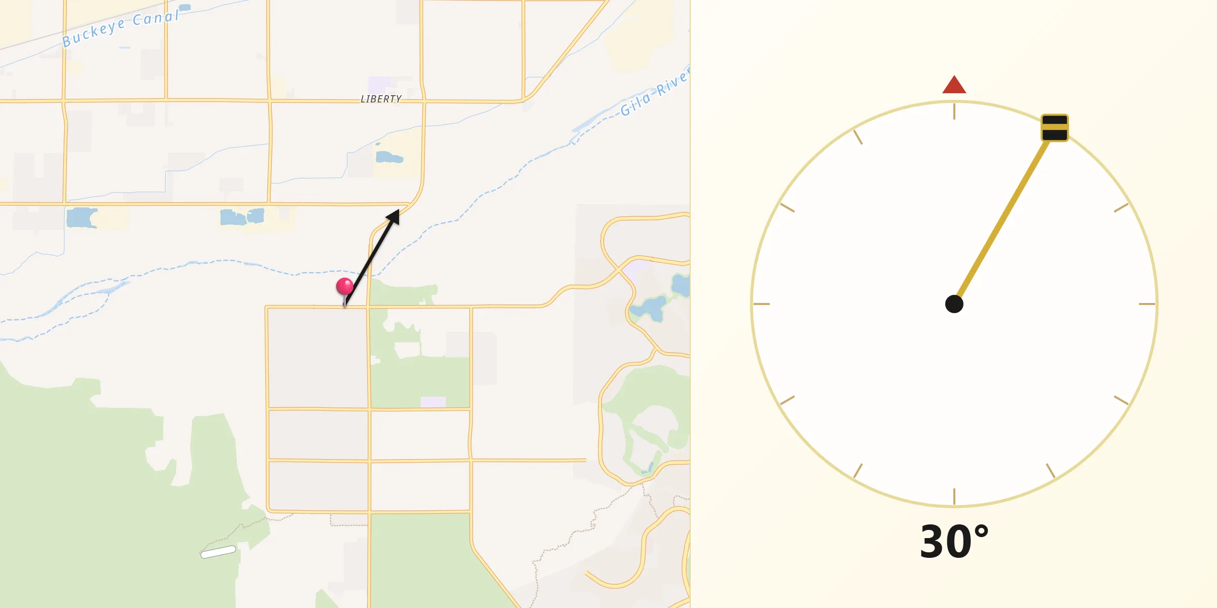 Qibla Direction from Maricopa County