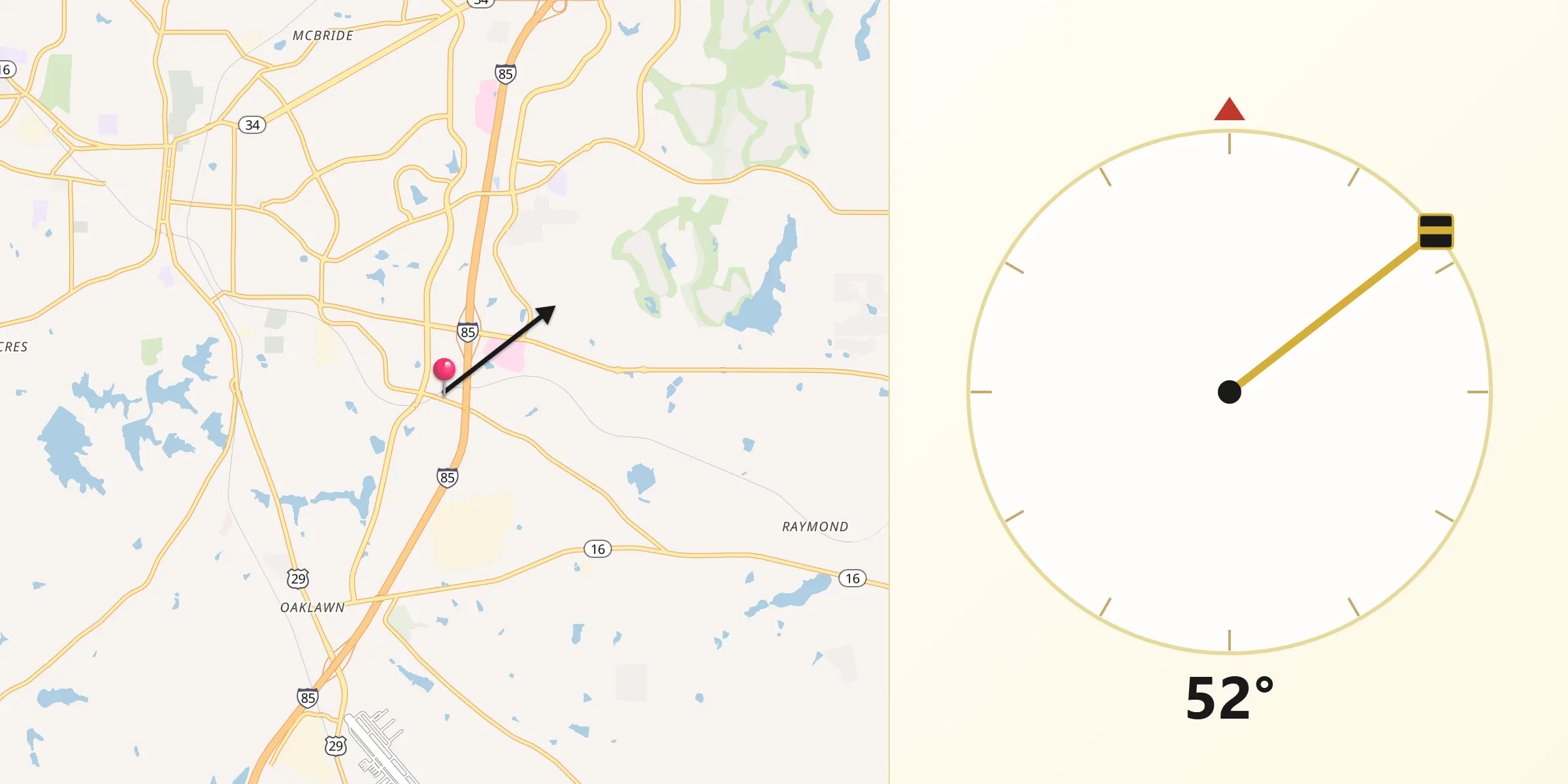 Qibla Direction from Coweta