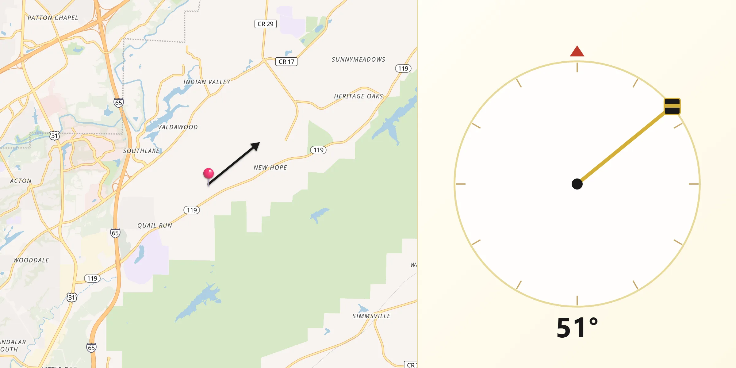 Qibla Direction from Indian Springs Village