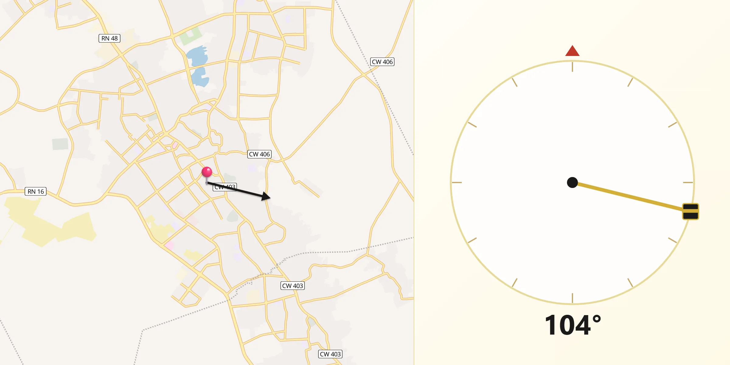 Direction vers la Qibla depuis Oued Souf