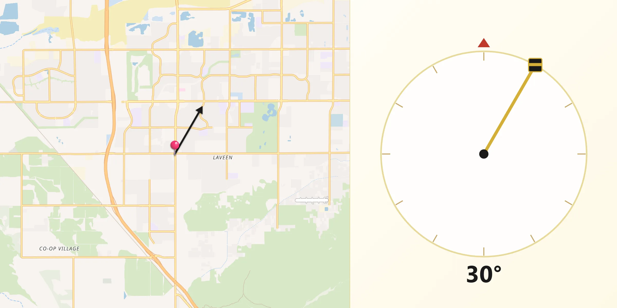 Qibla Direction from Laveen
