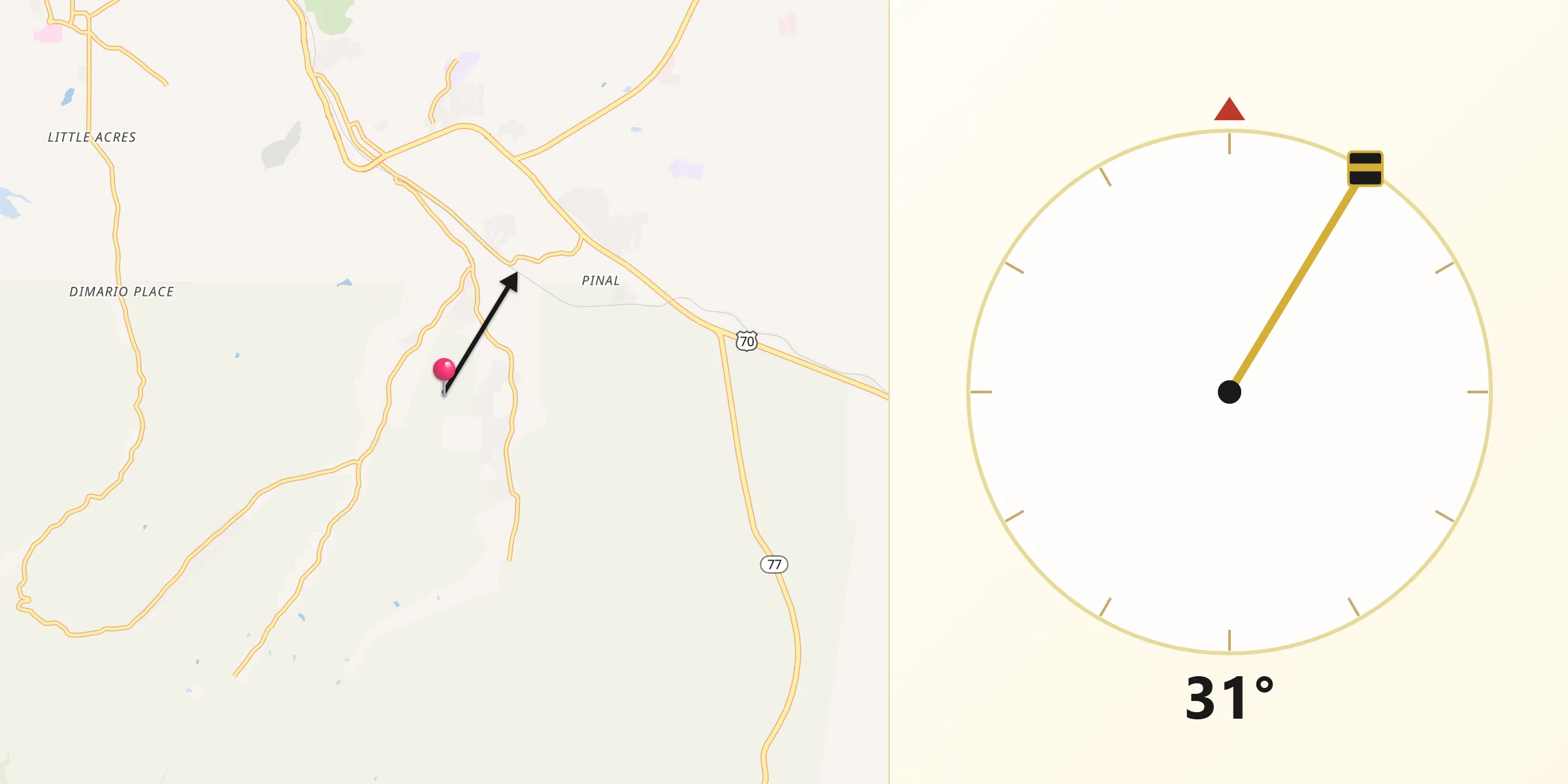 Qibla Direction from Six Shooter Canyon
