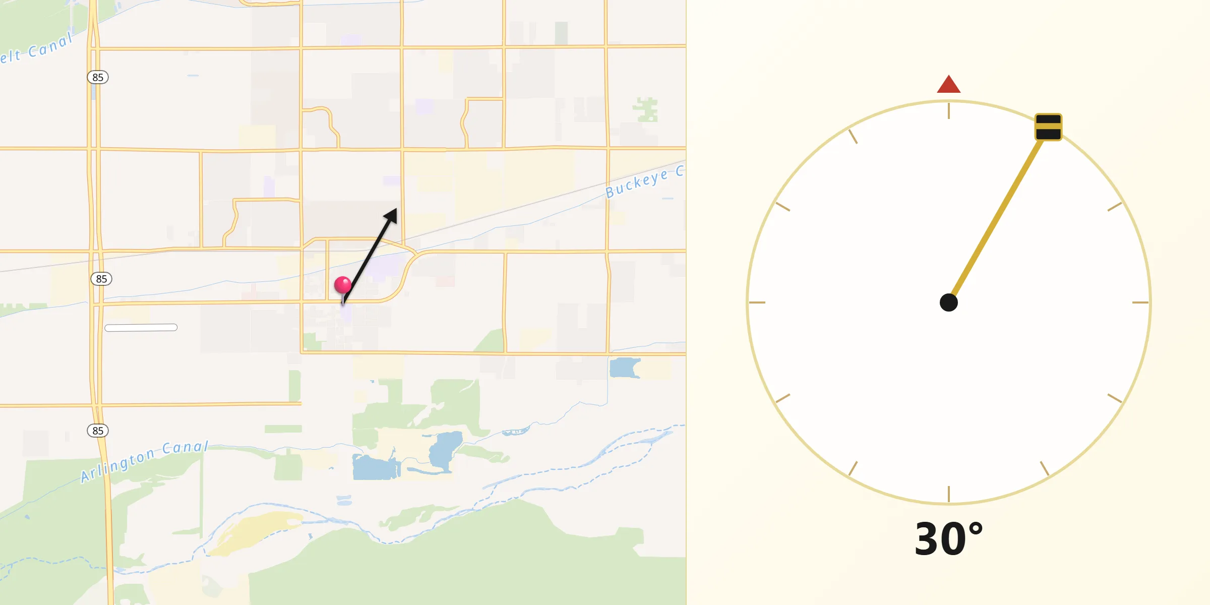 Qibla Direction from Buckeye