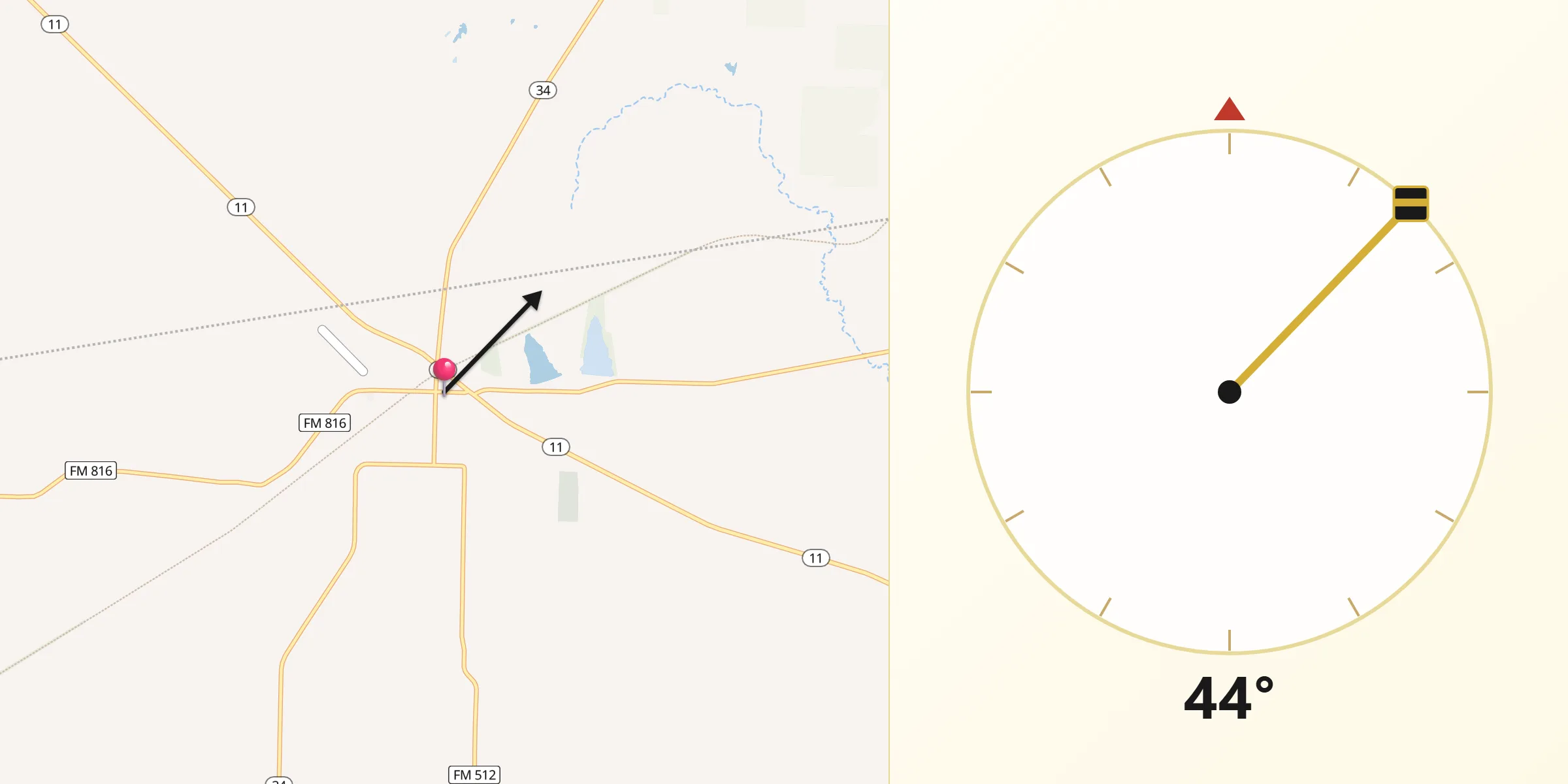 Qibla Direction from Wolfe City