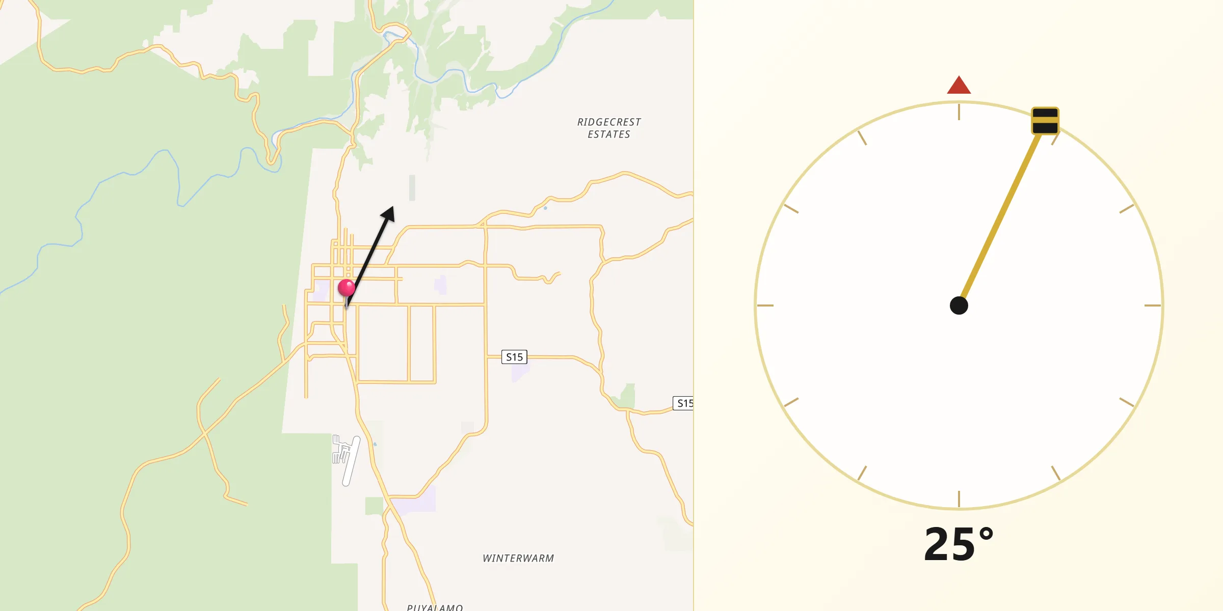 Qibla Direction from Fallbrook