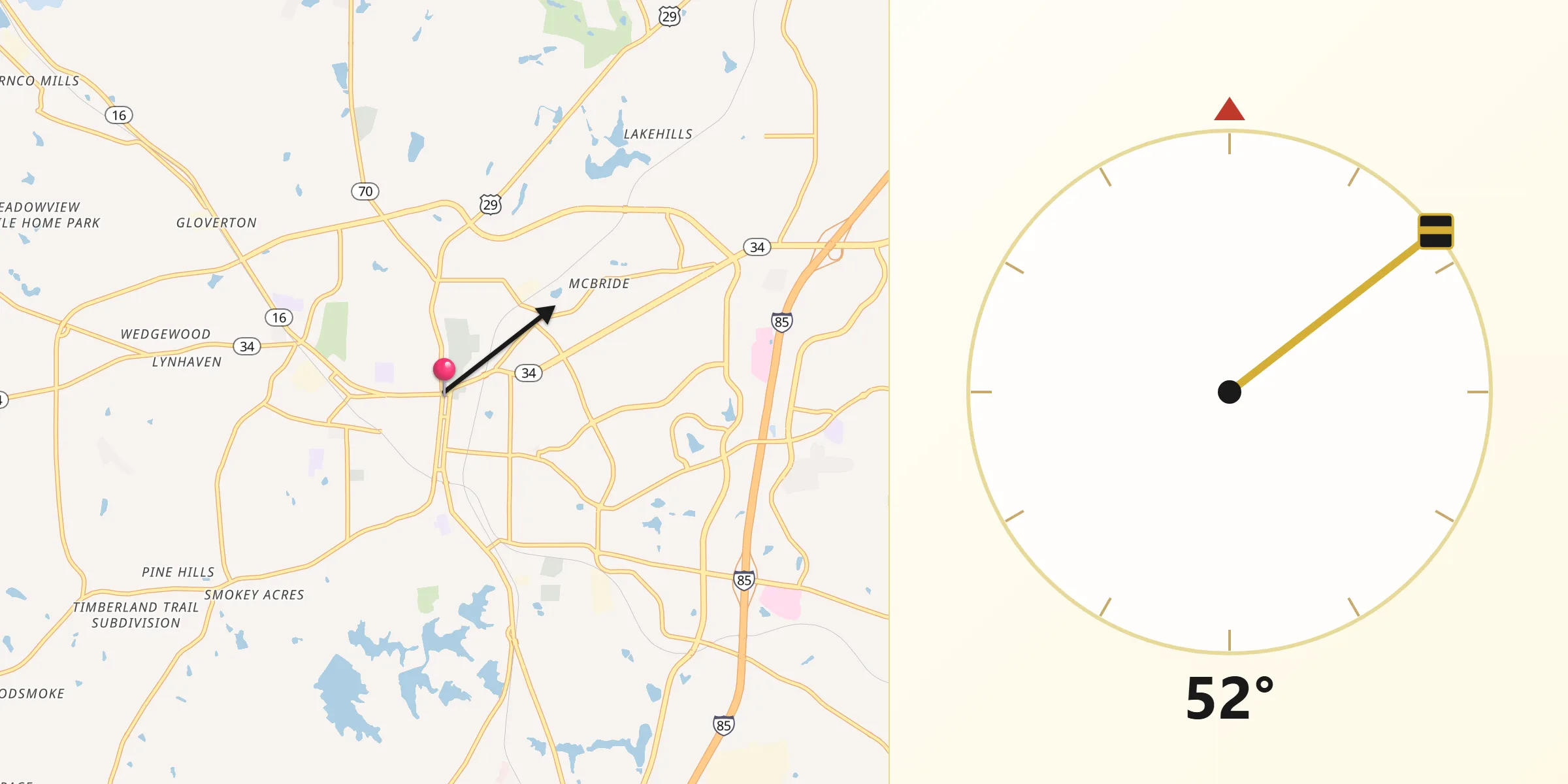 Qibla Direction from Newnan