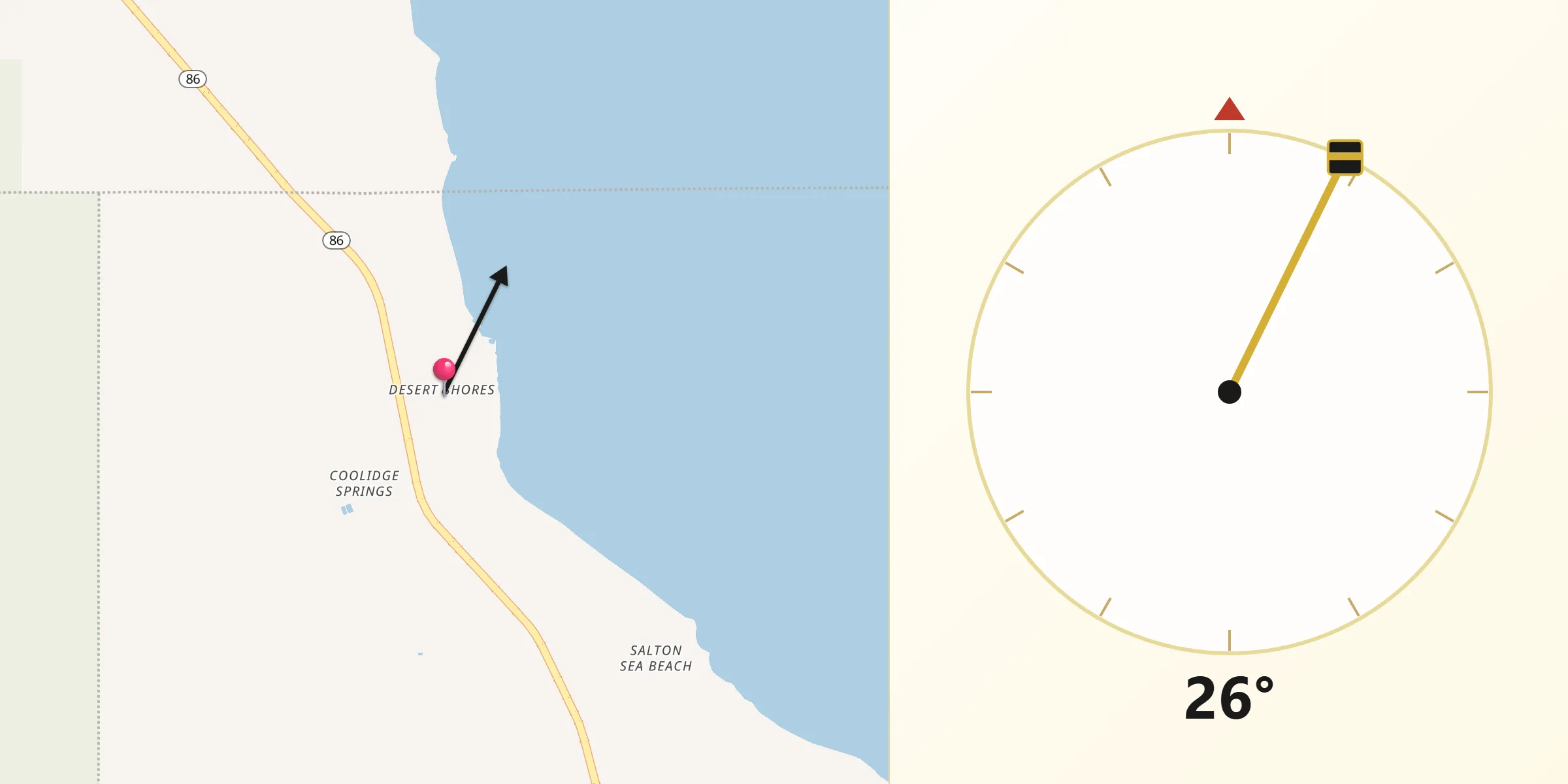 Qibla Direction from Desert Shores