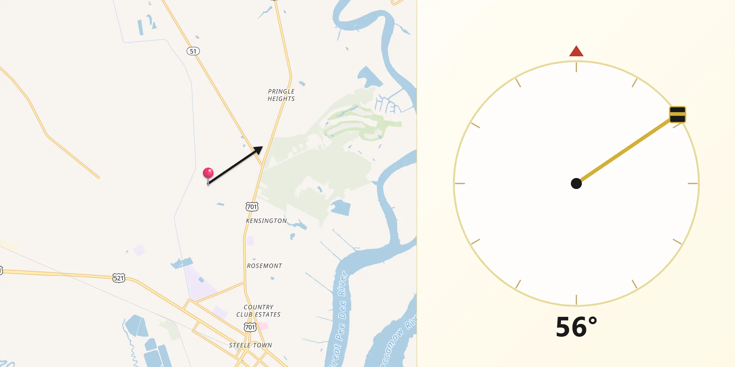 Qibla Direction from Georgetown County