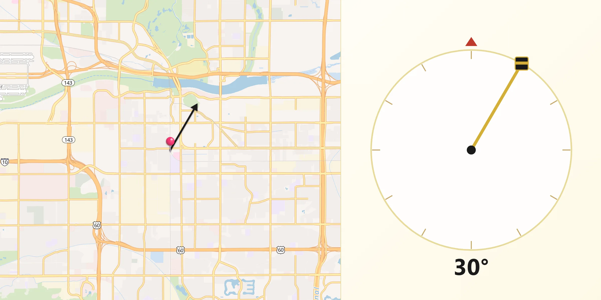 Qibla Direction from Tempe Junction