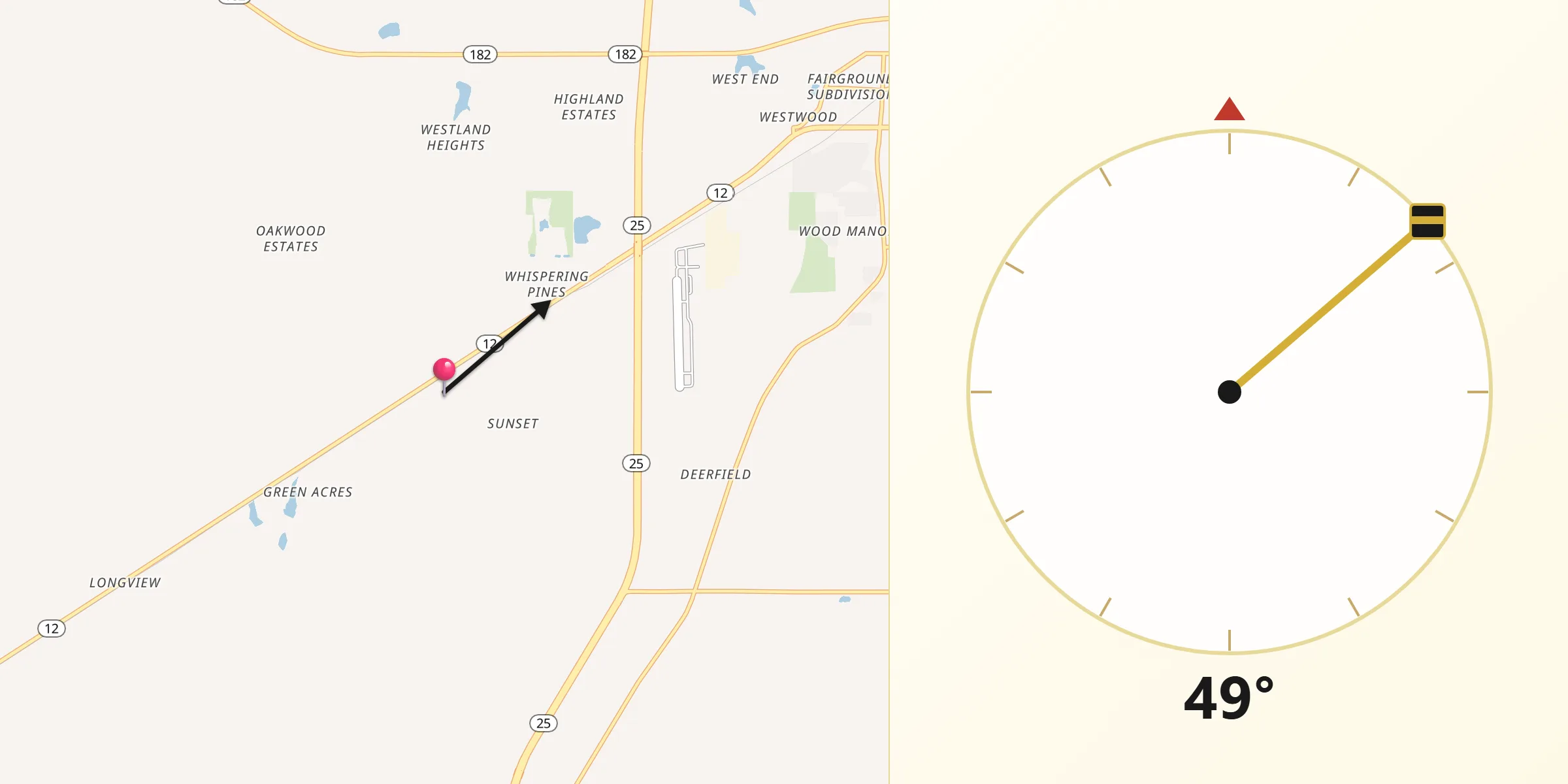 Qibla Direction from Oktibbeha