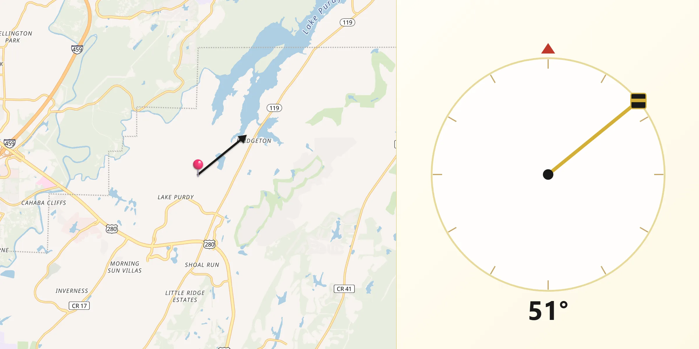 Qibla Direction from Brook Highland