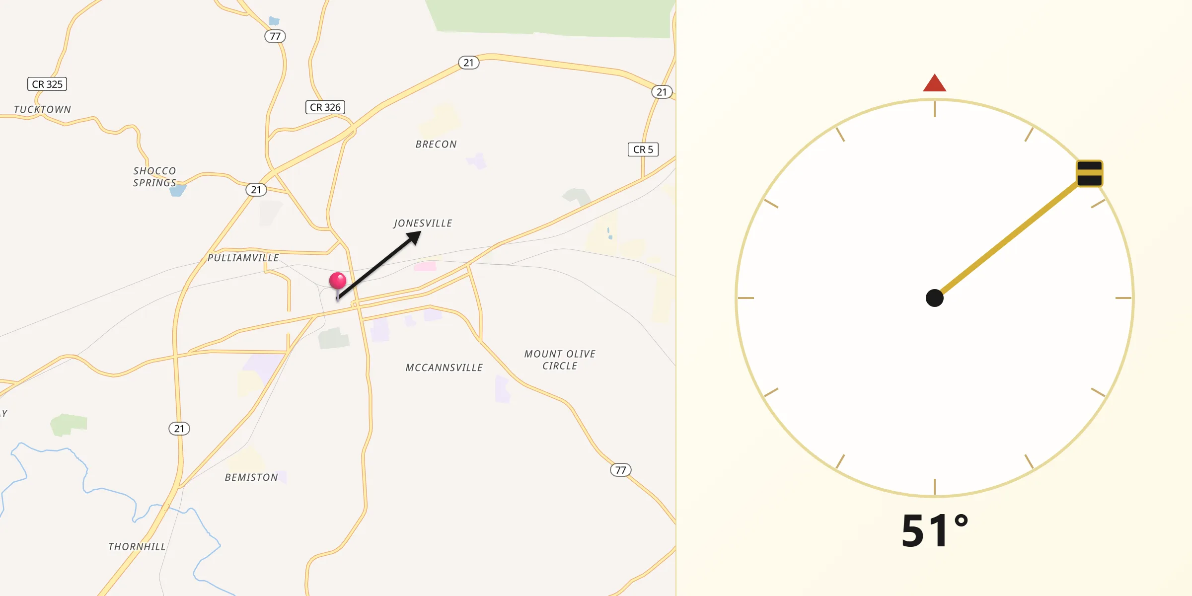 Qibla Direction from Talladega