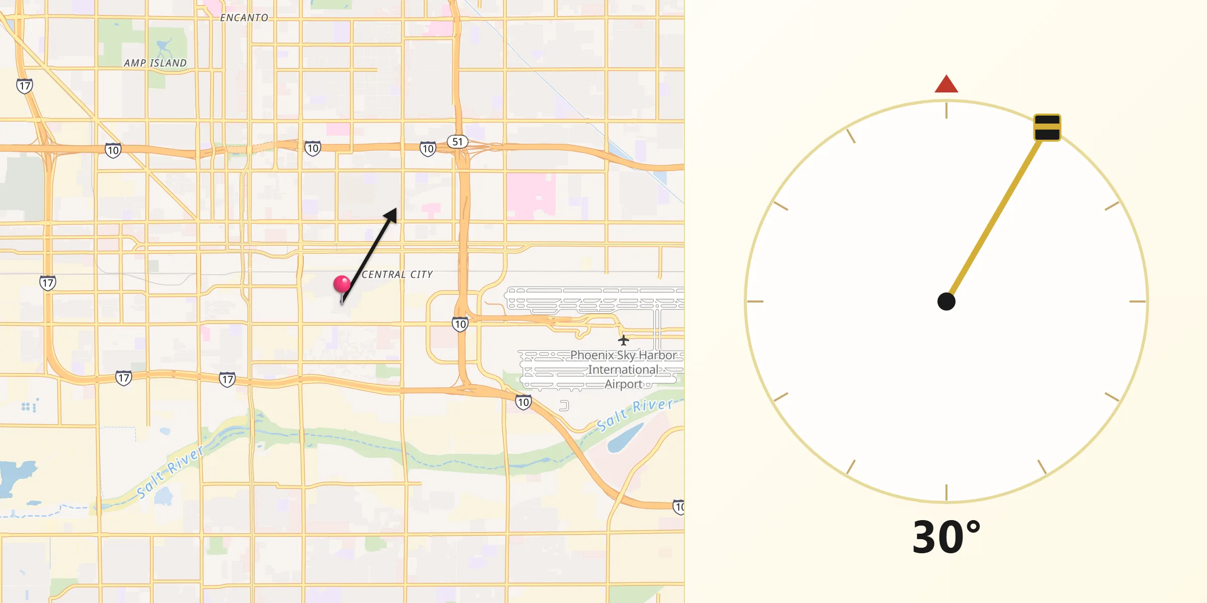 Qibla Direction from Central City
