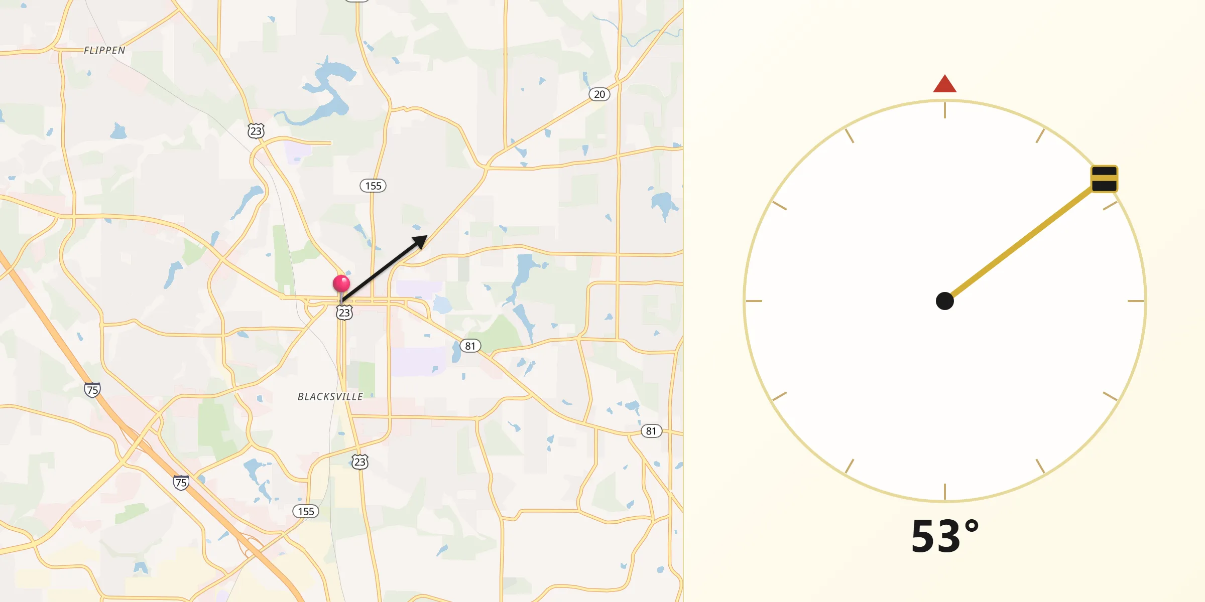 Qibla Direction from McDonough