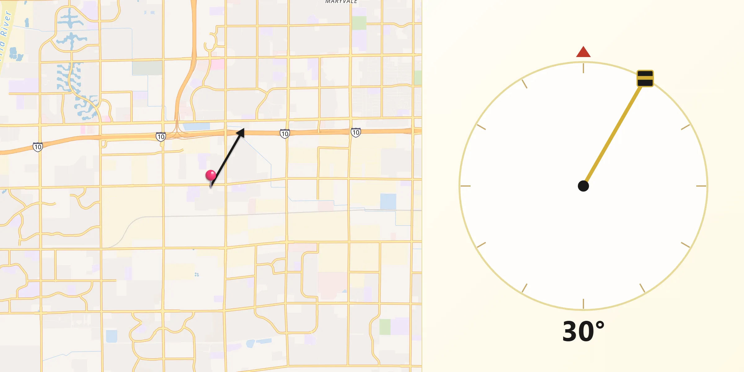Qibla Direction from Tolleson