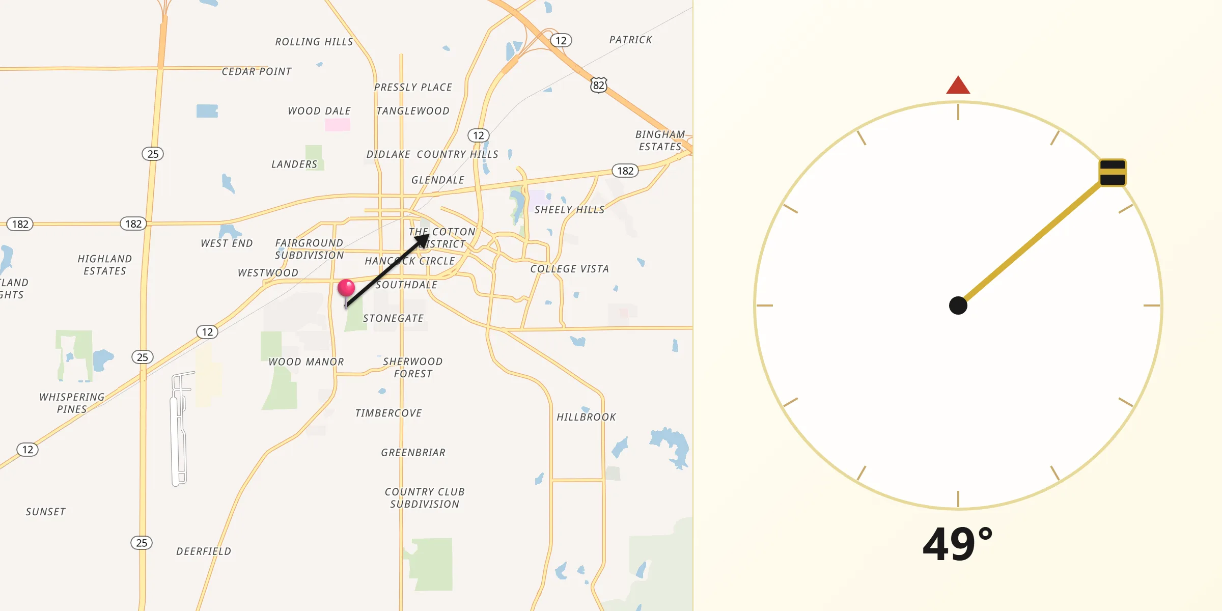 Qibla Direction from Starkville