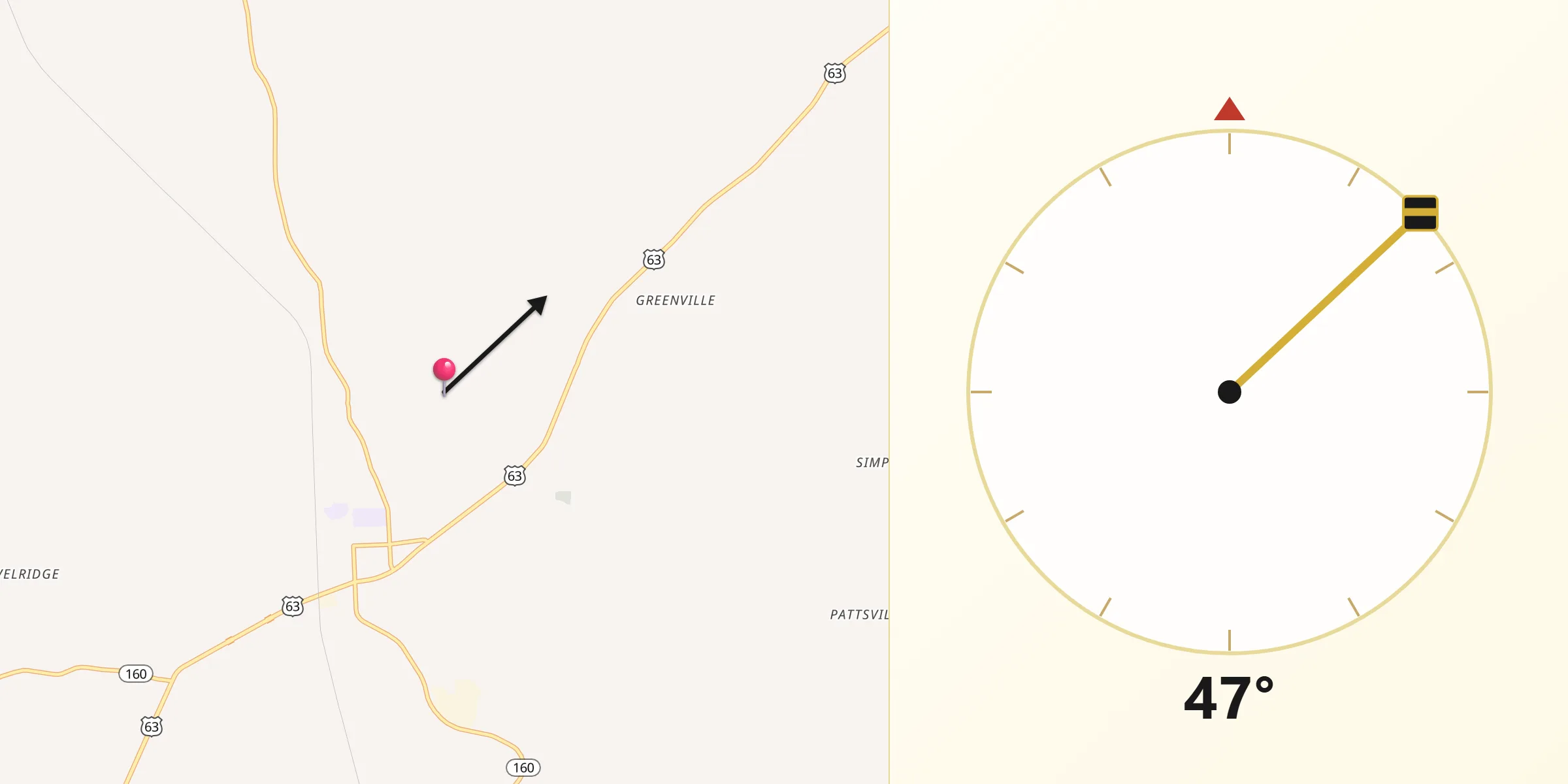 Qibla Direction from Bradley