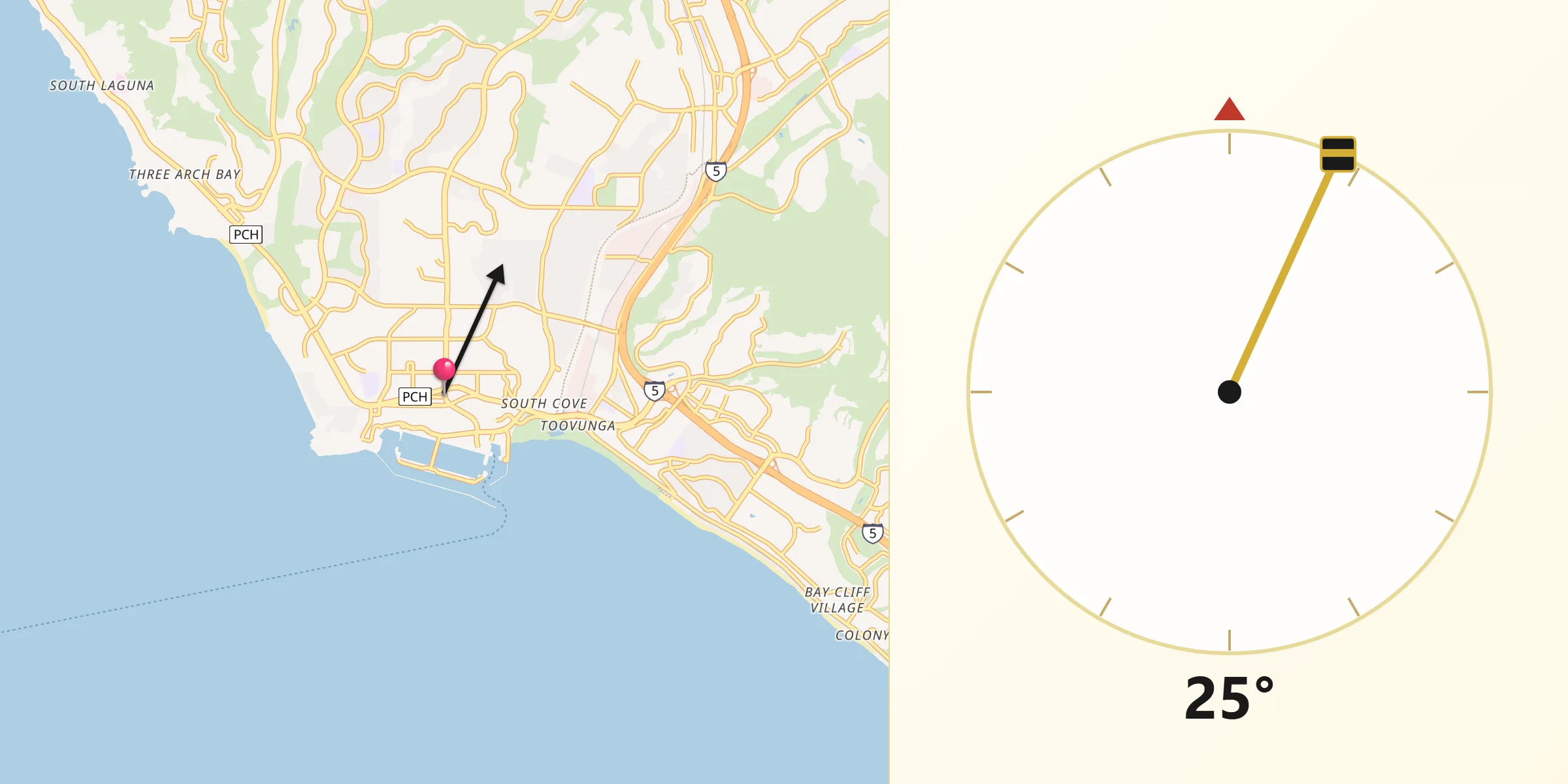 Qibla Direction from Dana Point