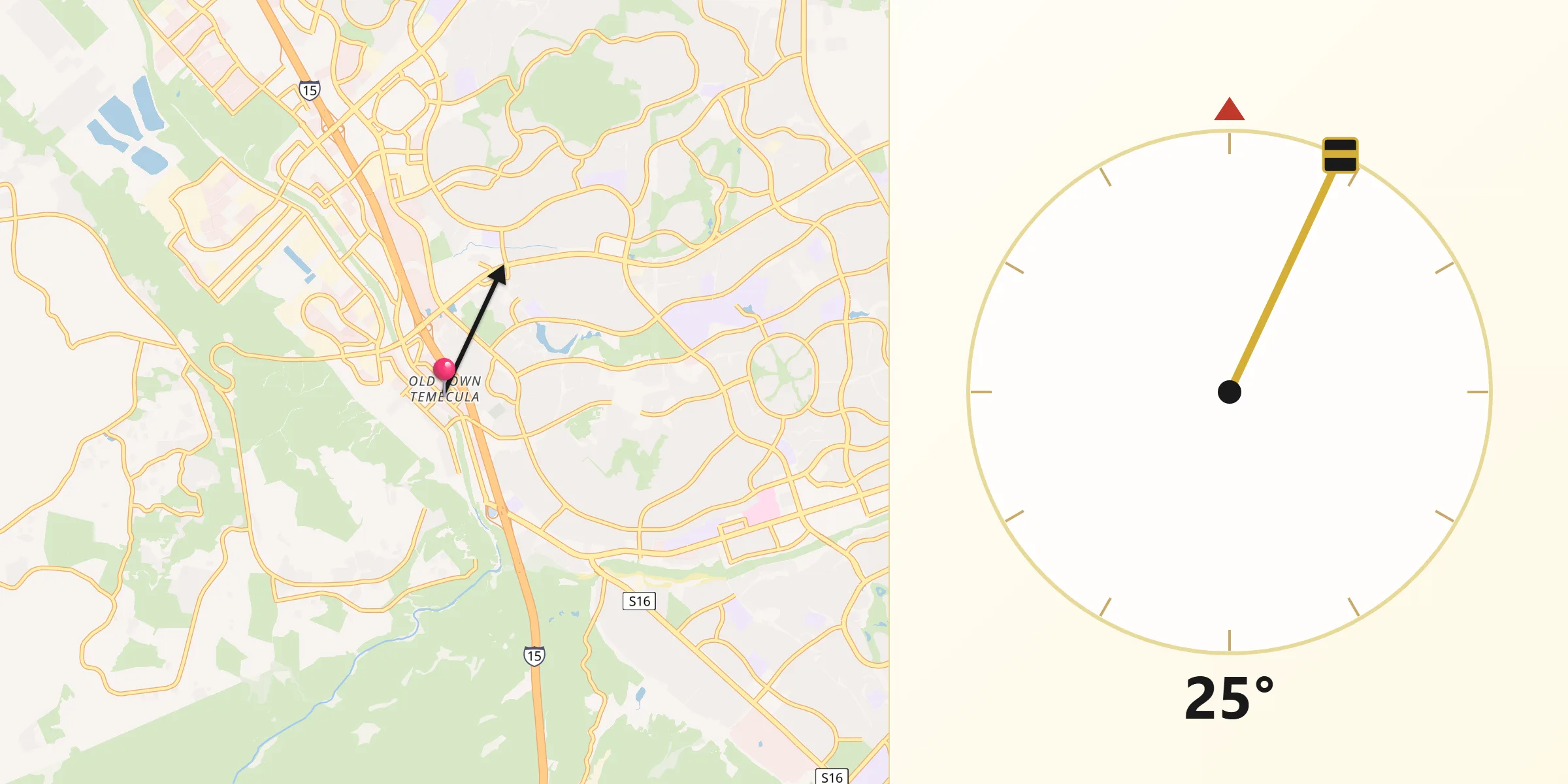 Dirección de la Qibla desde Temecula