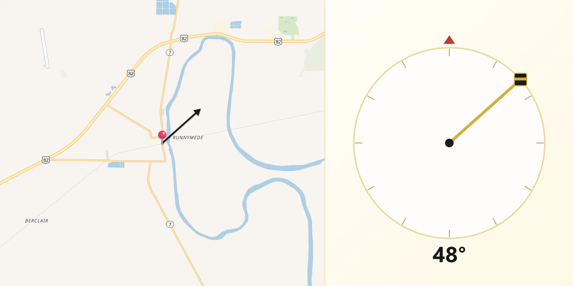 Qibla Direction from Itta Bena