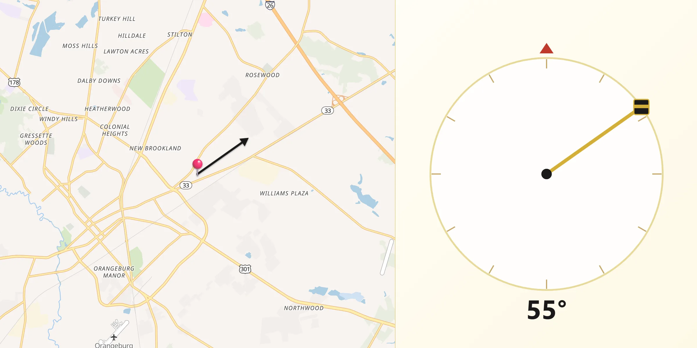 Qibla Direction from Wilkinson Heights