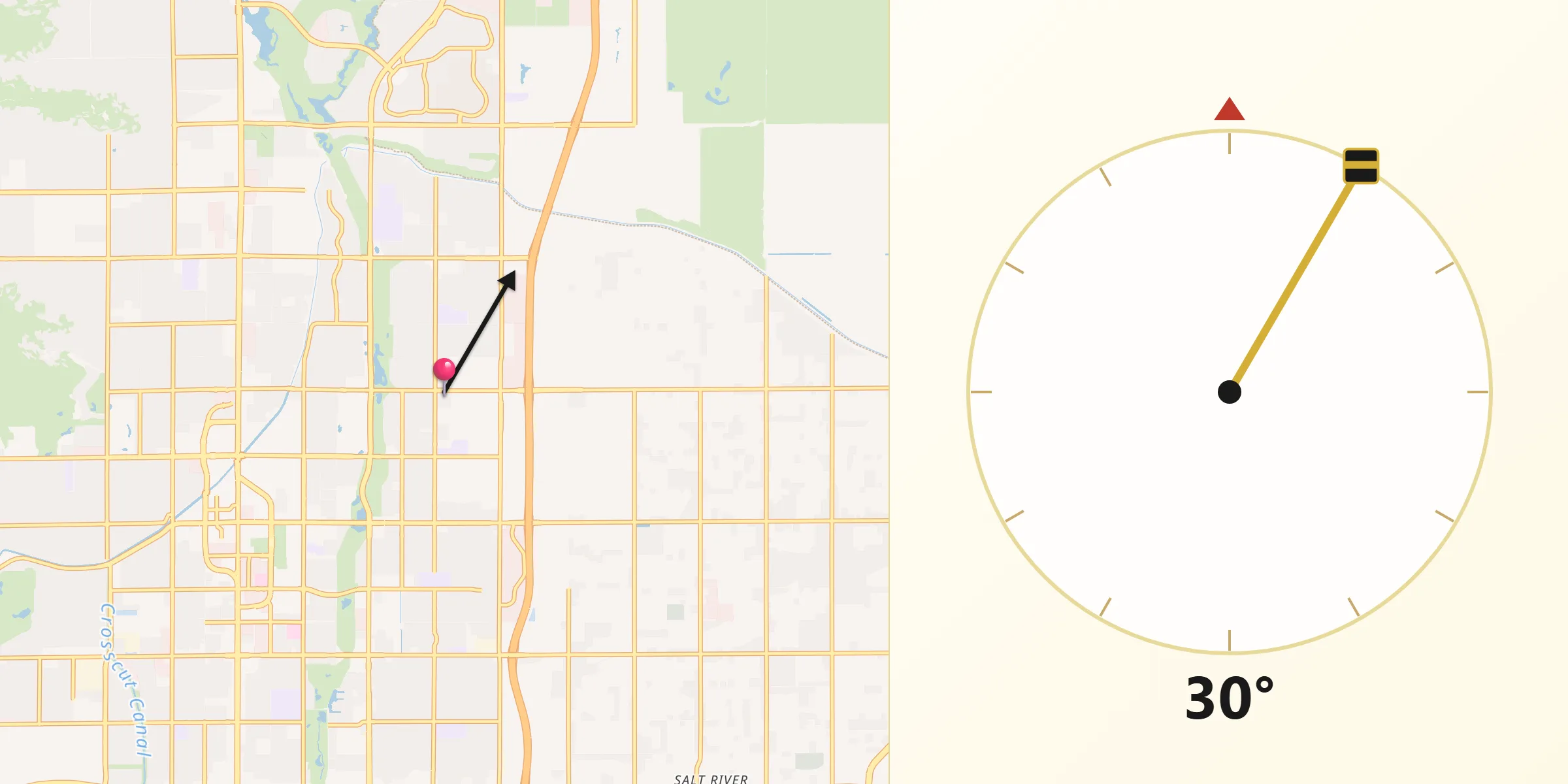 Dirección de la Qibla desde Scottsdale
