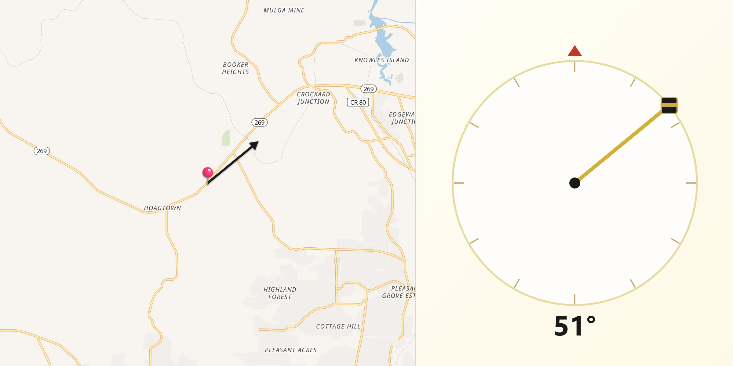 Qibla Direction from Sylvan Springs