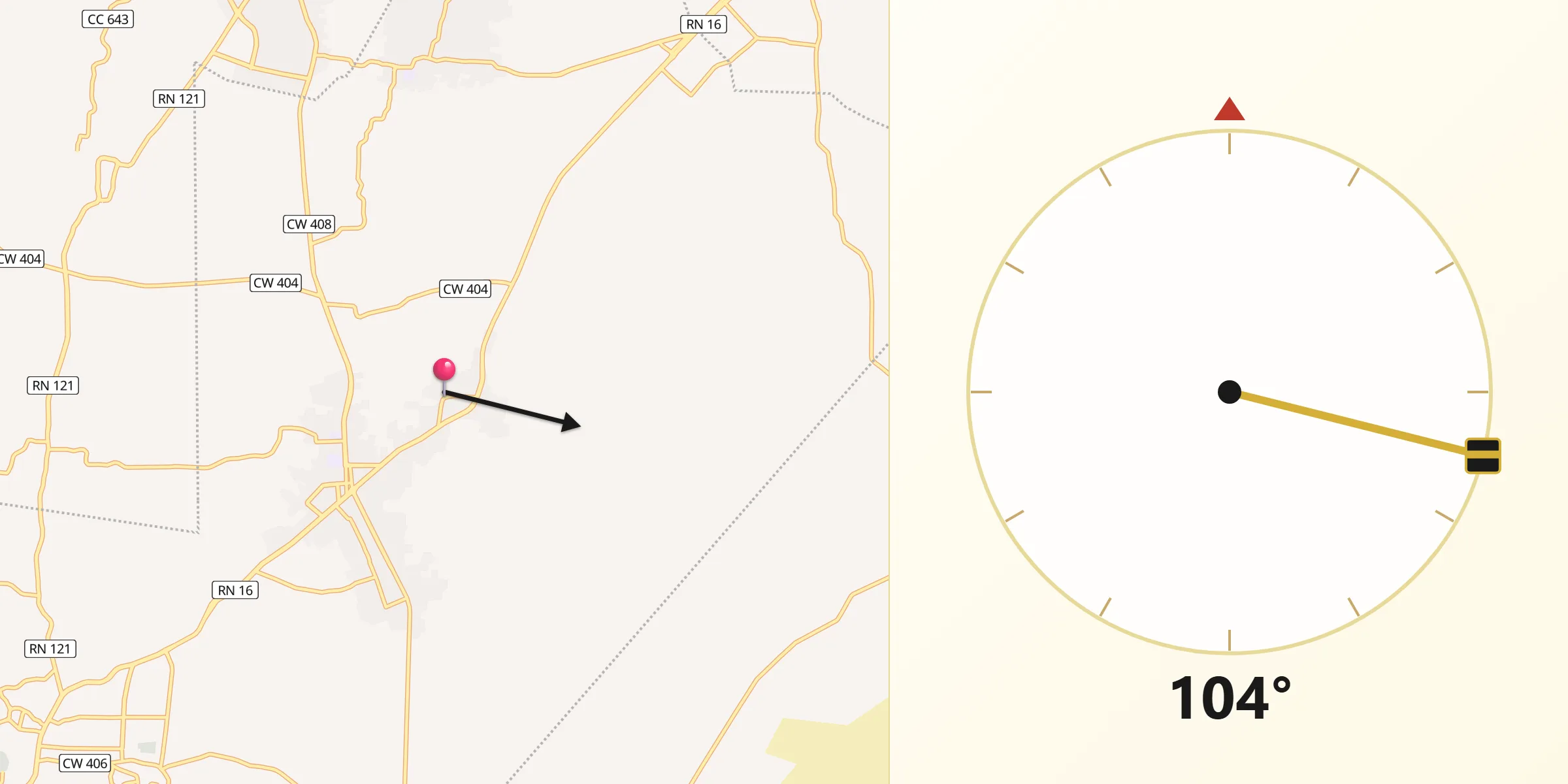 Direction vers la Qibla depuis Debila
