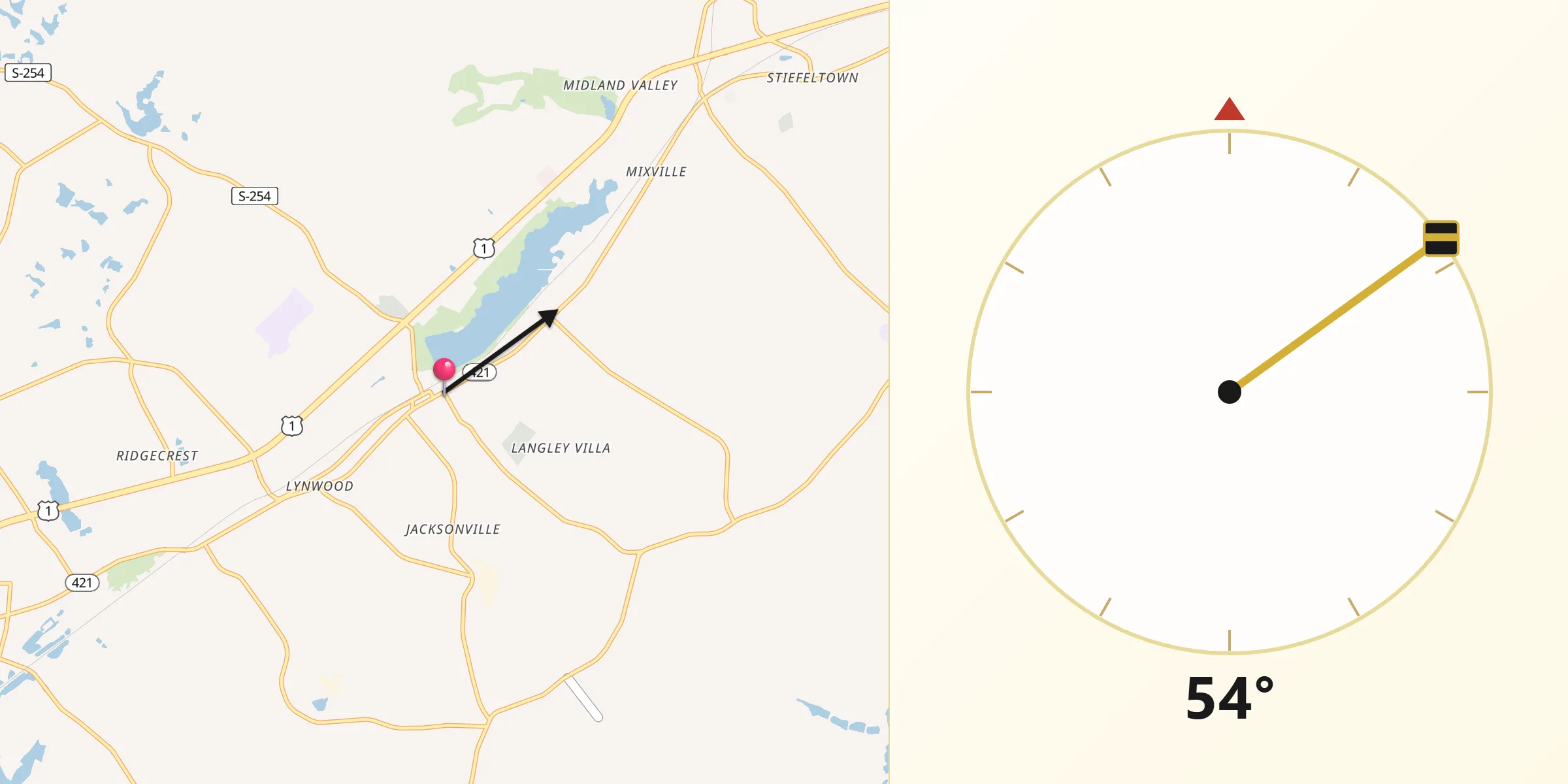 Qibla Direction from Langley