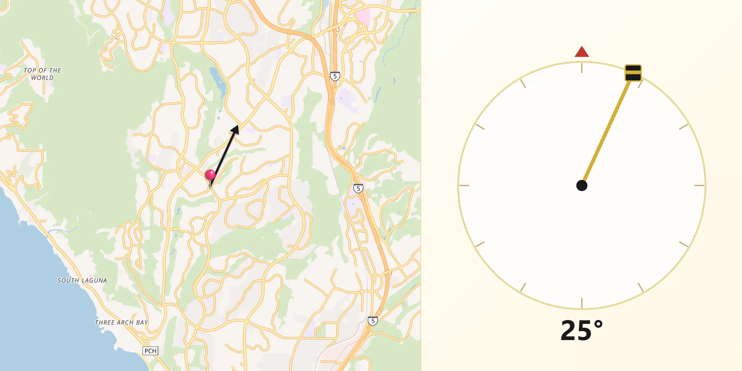 Qibla Direction from Laguna Niguel