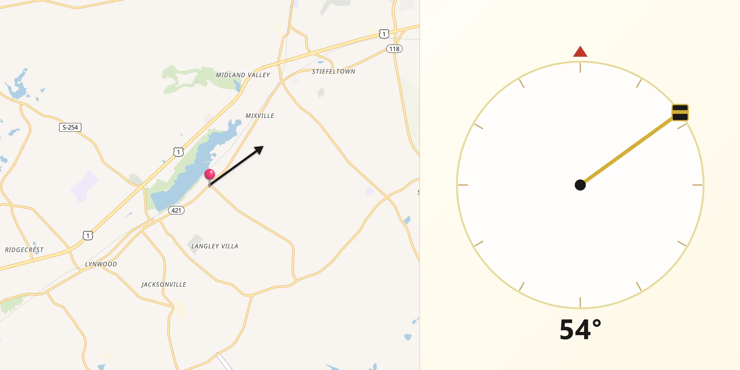 Qibla Direction from Gloverville