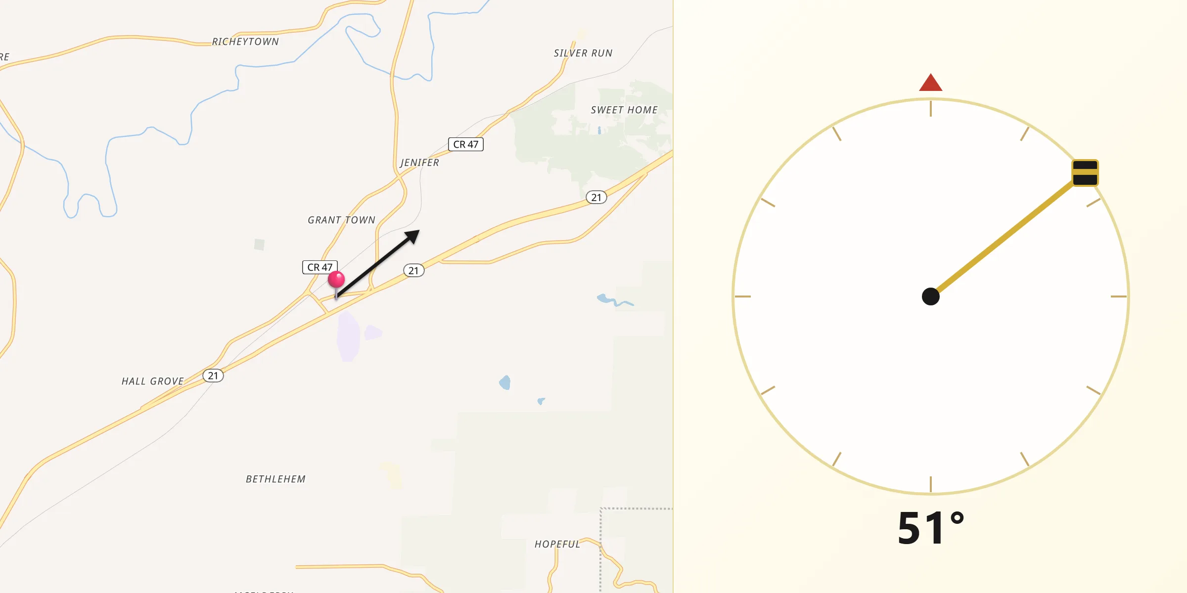 Qibla Direction from Munford