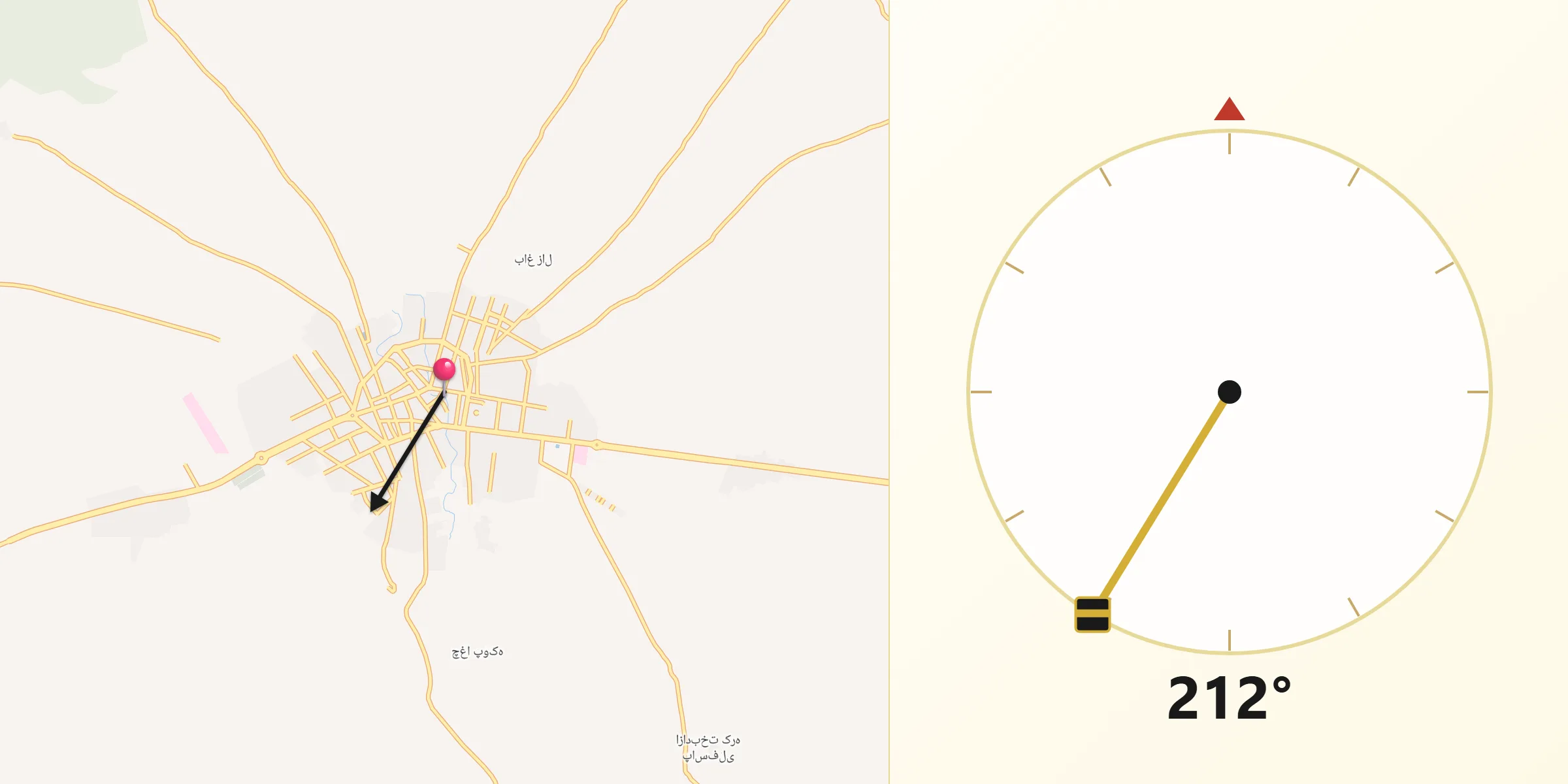 جهت قبله از کوهدشت
