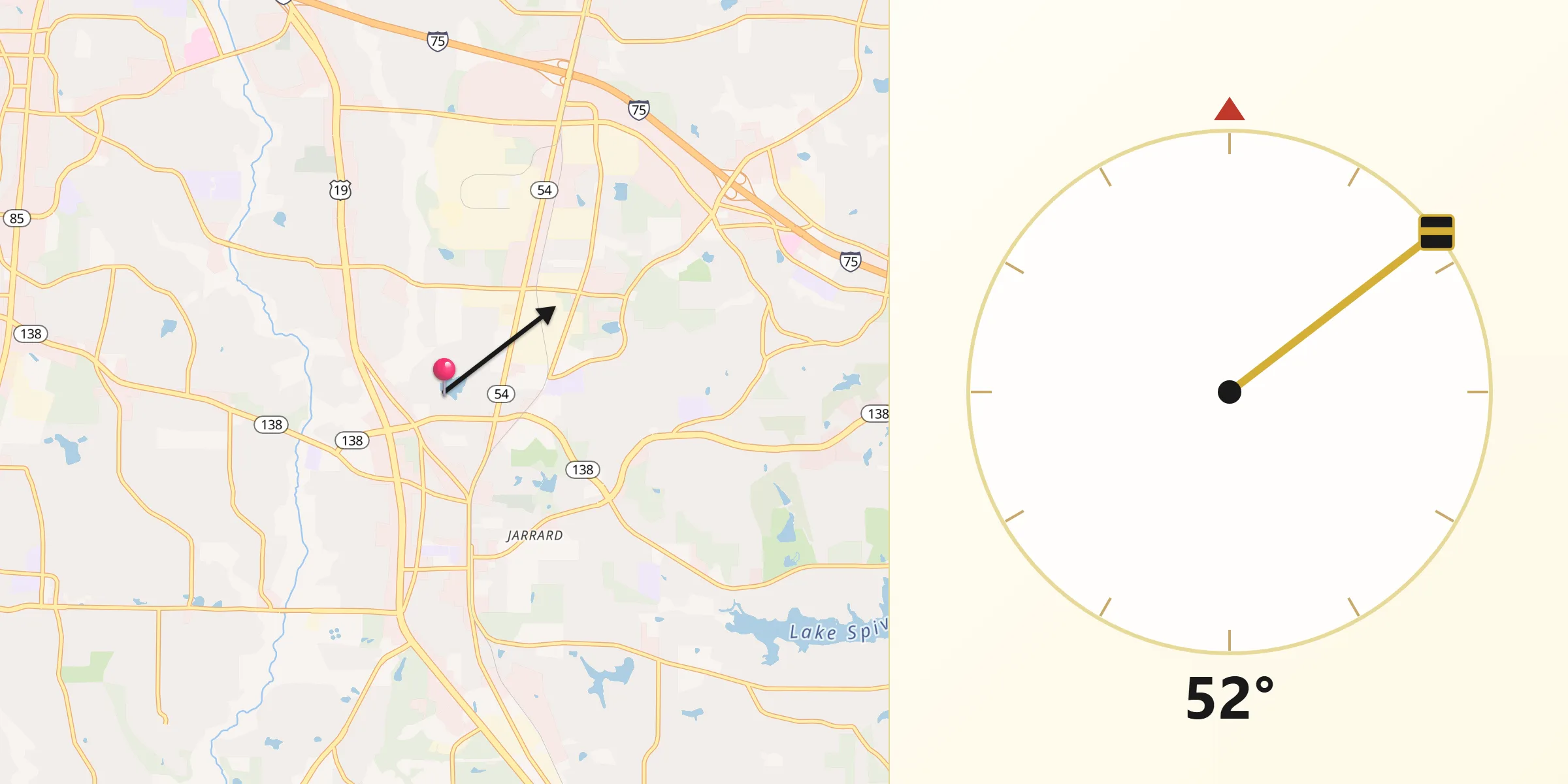 Qibla Direction from Clayton County