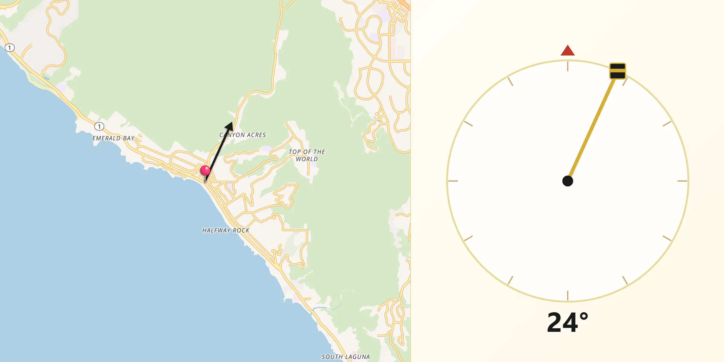 Qibla Direction from Laguna Beach