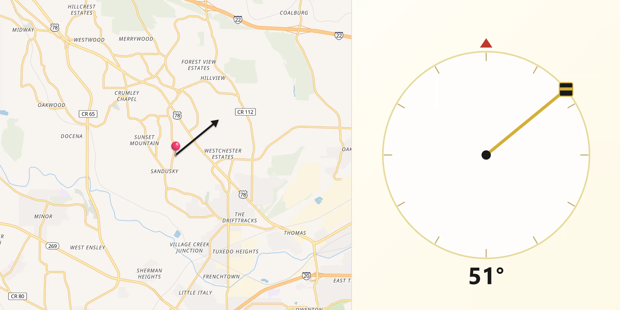 Qibla Direction from Jefferson County