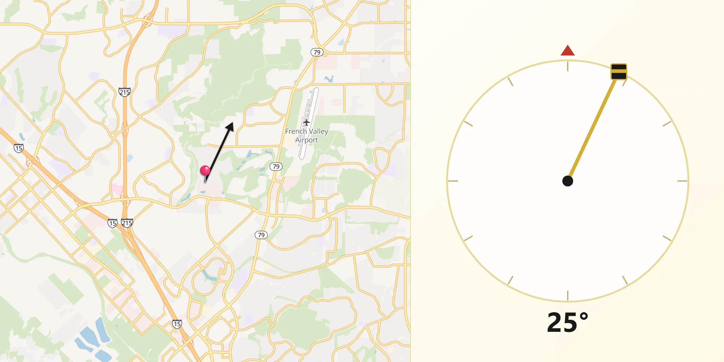 Qibla Direction from Murrieta Hot Springs