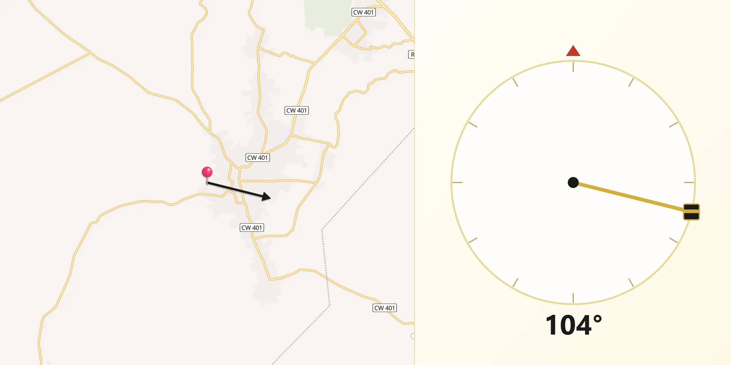 Direction vers la Qibla depuis Reguiba