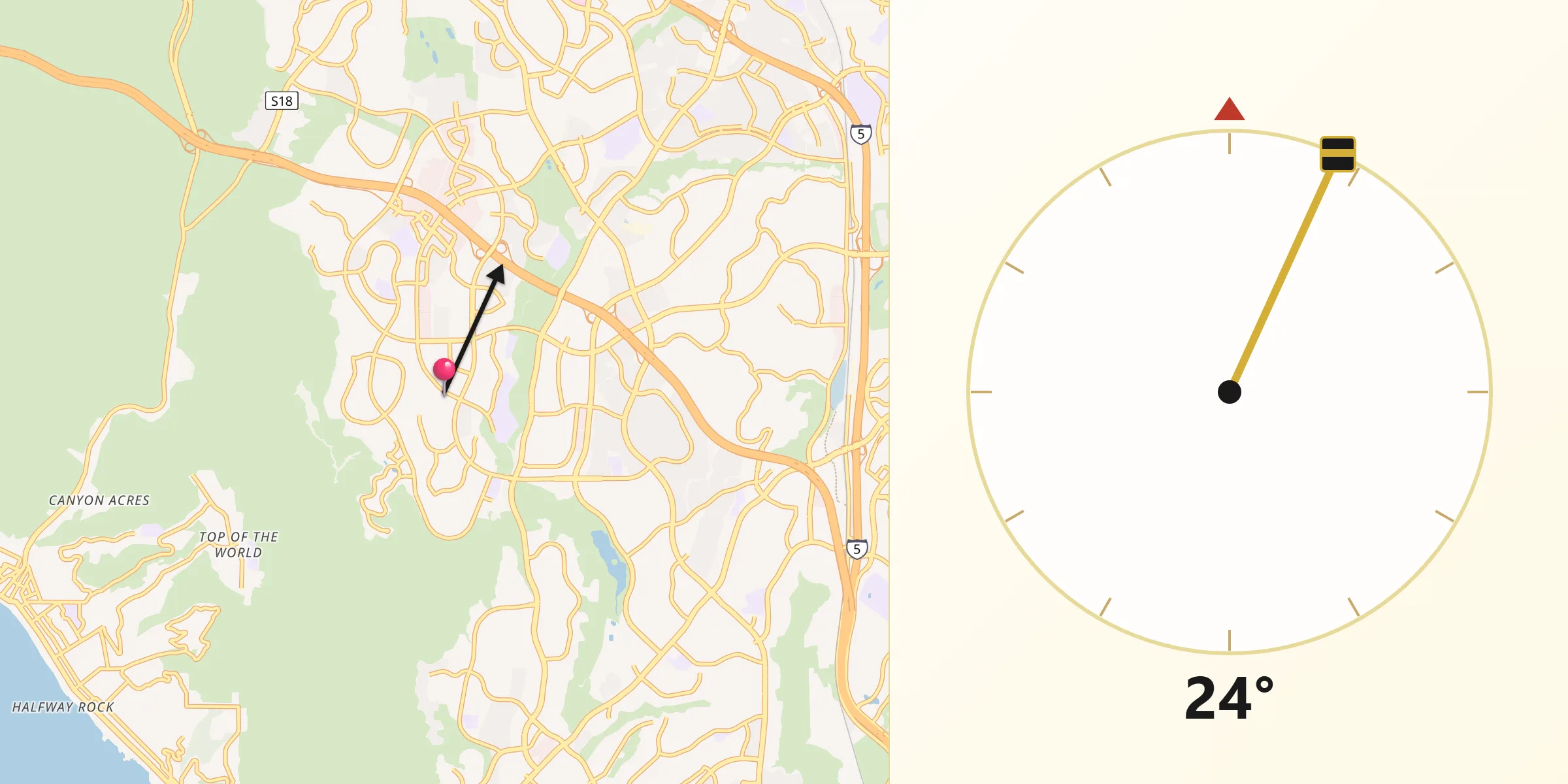 Qibla Direction from Aliso Viejo