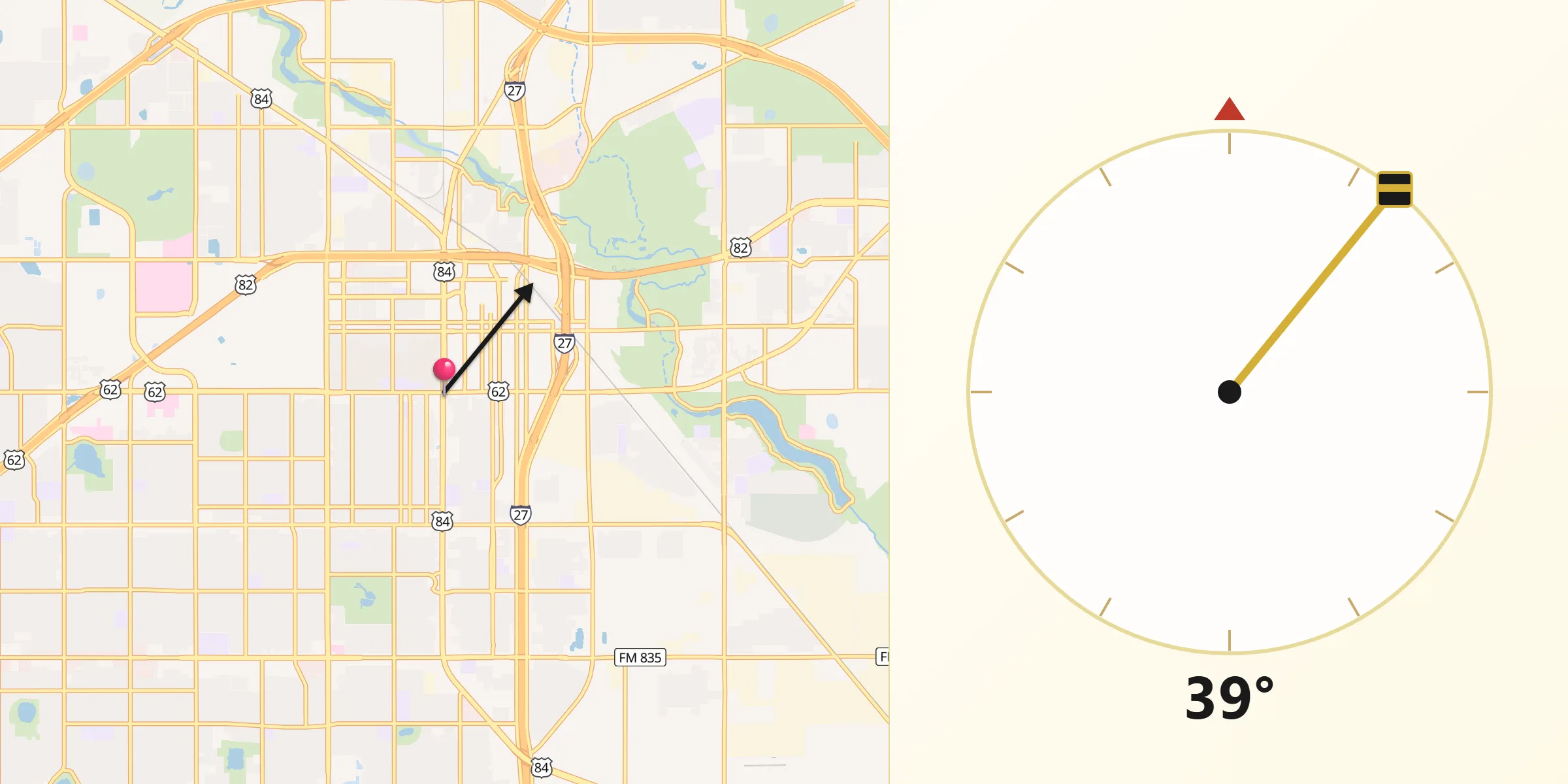 Qibla Direction from Lubbock