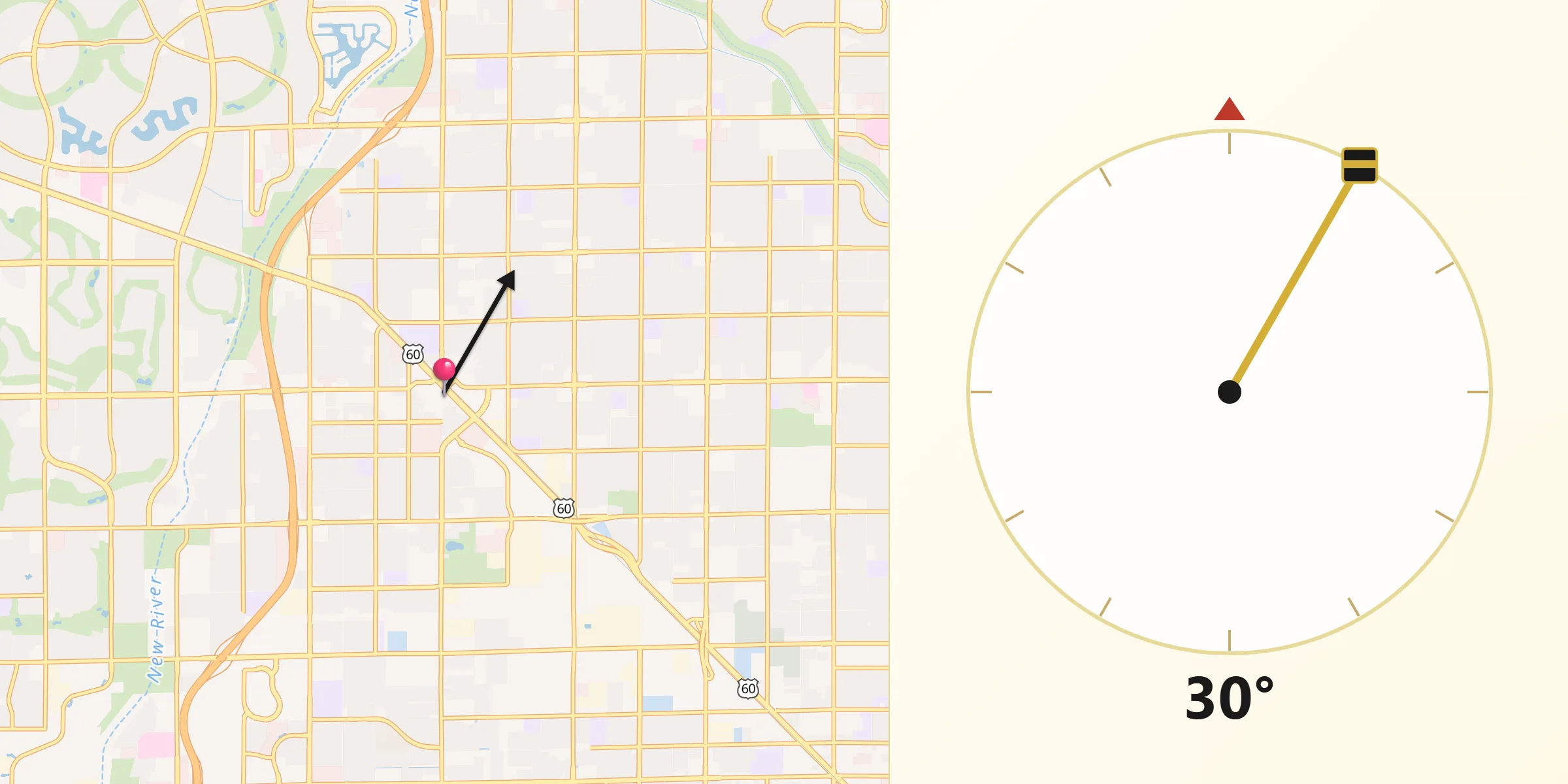 Qibla Direction from Peoria