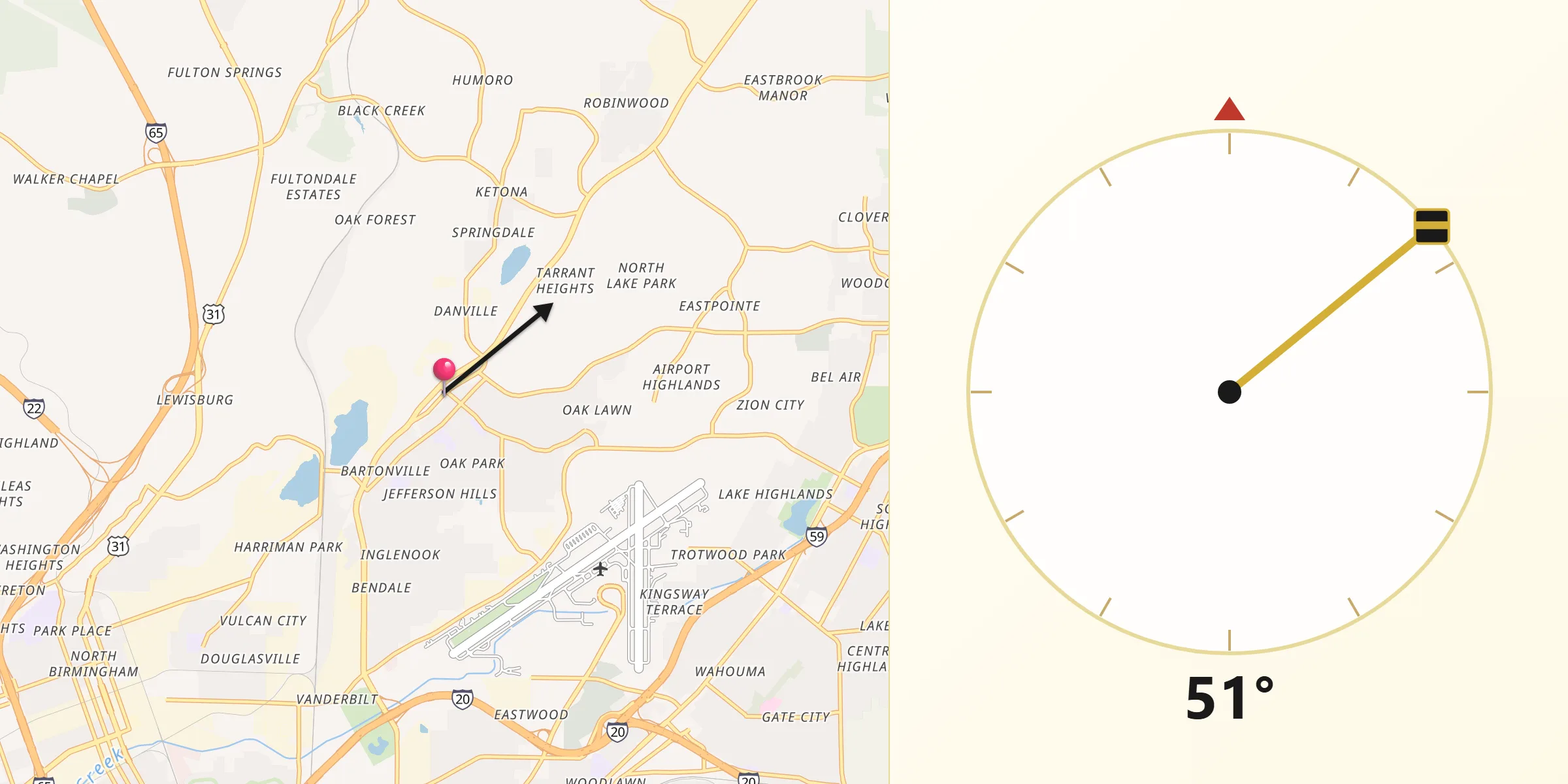 Qibla Direction from Tarrant