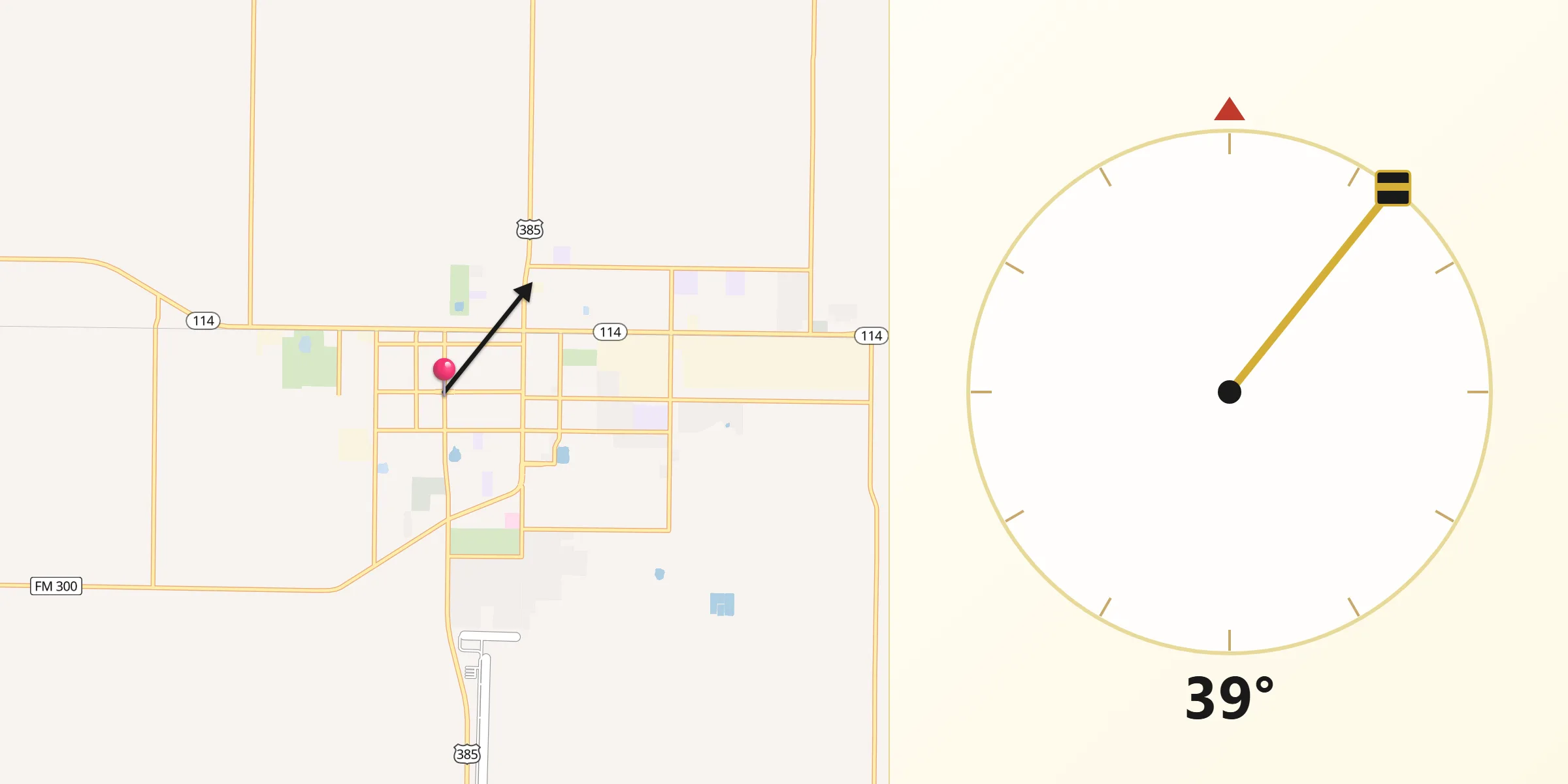 Qibla Direction from Levelland