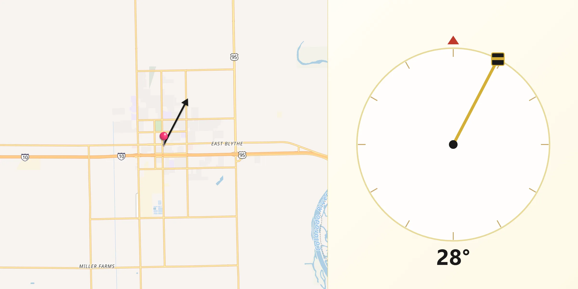 Qibla Direction from Blythe
