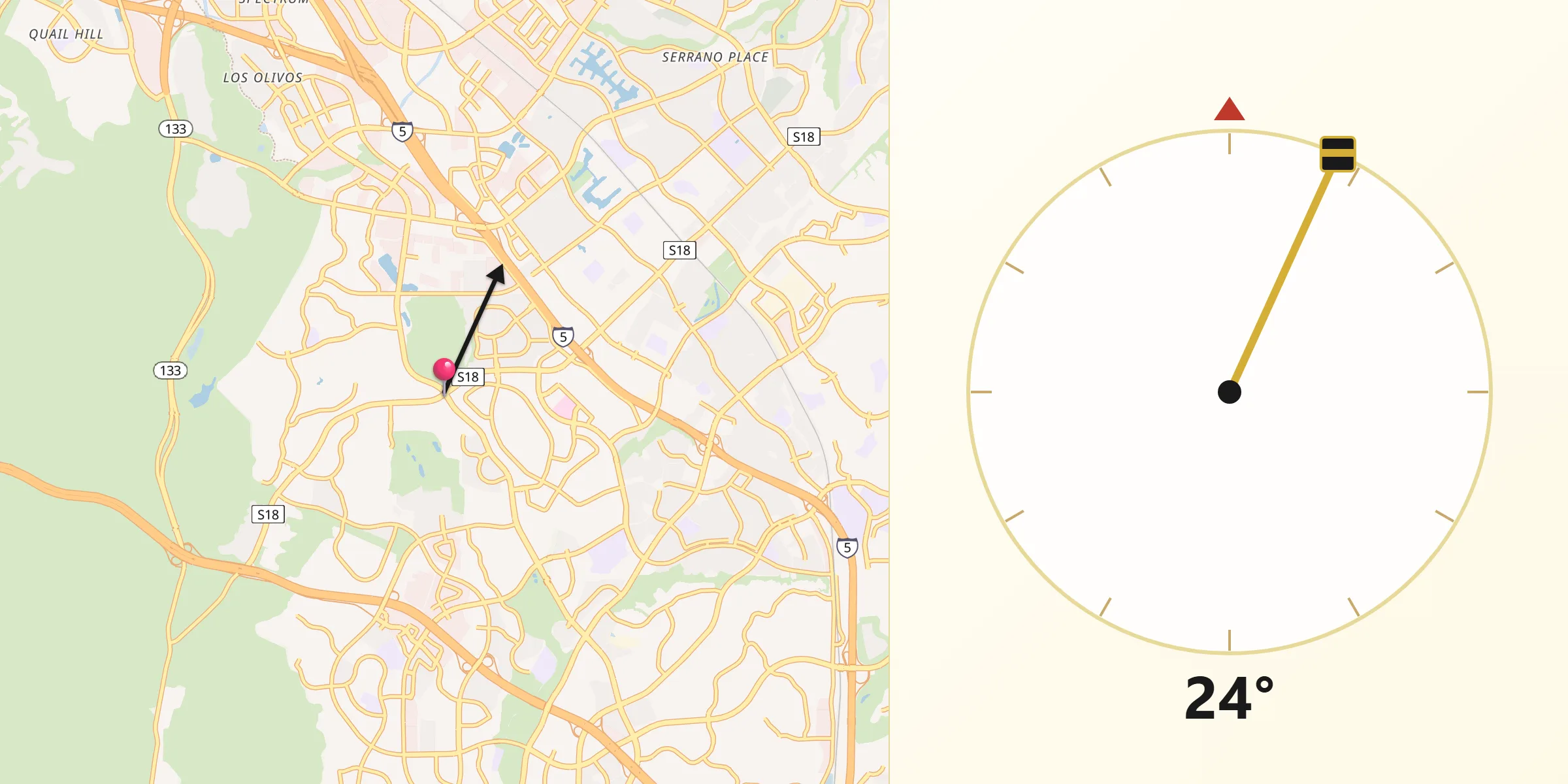 Qibla Direction from Laguna Woods