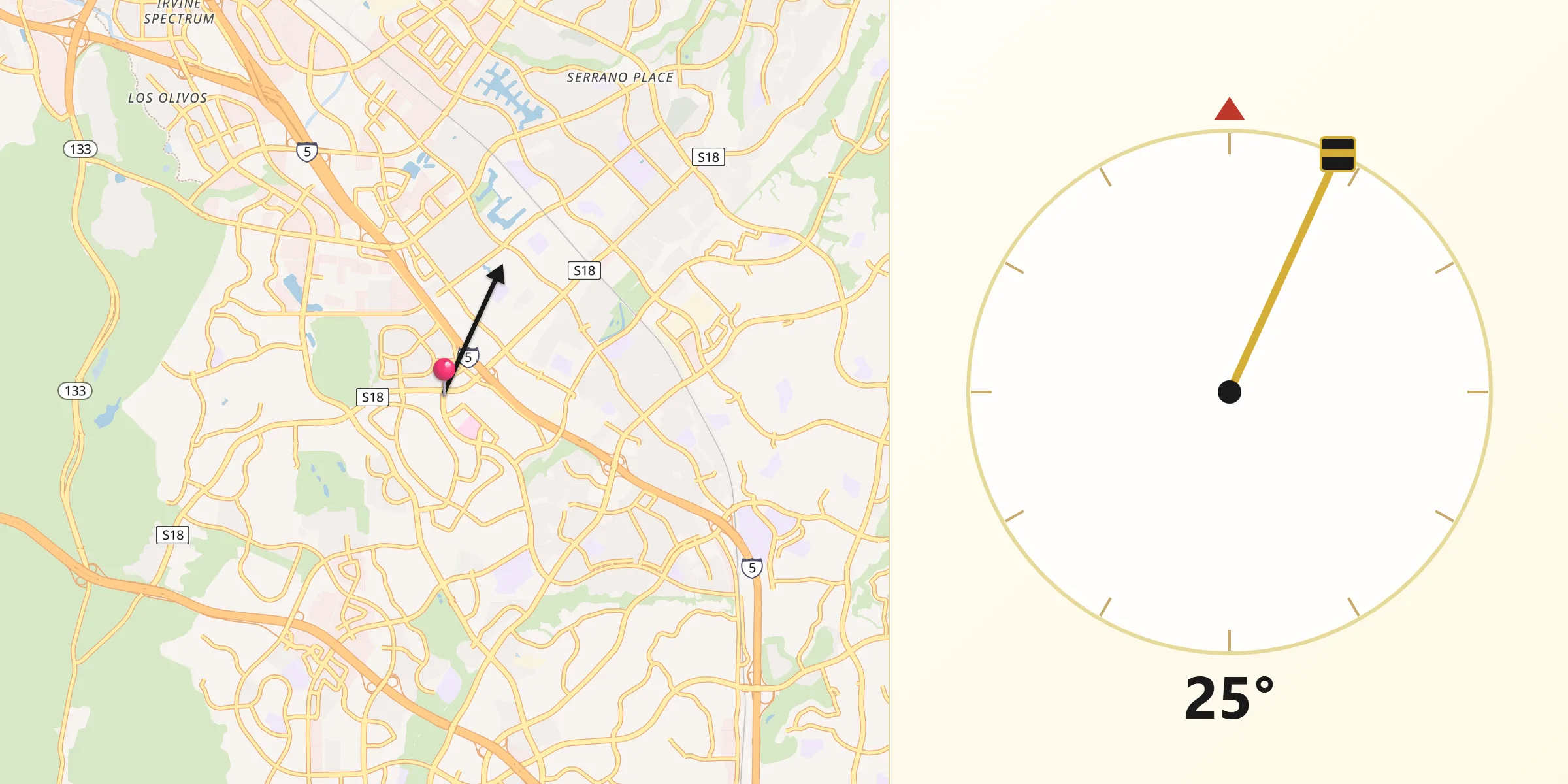 Qibla Direction from Laguna Hills