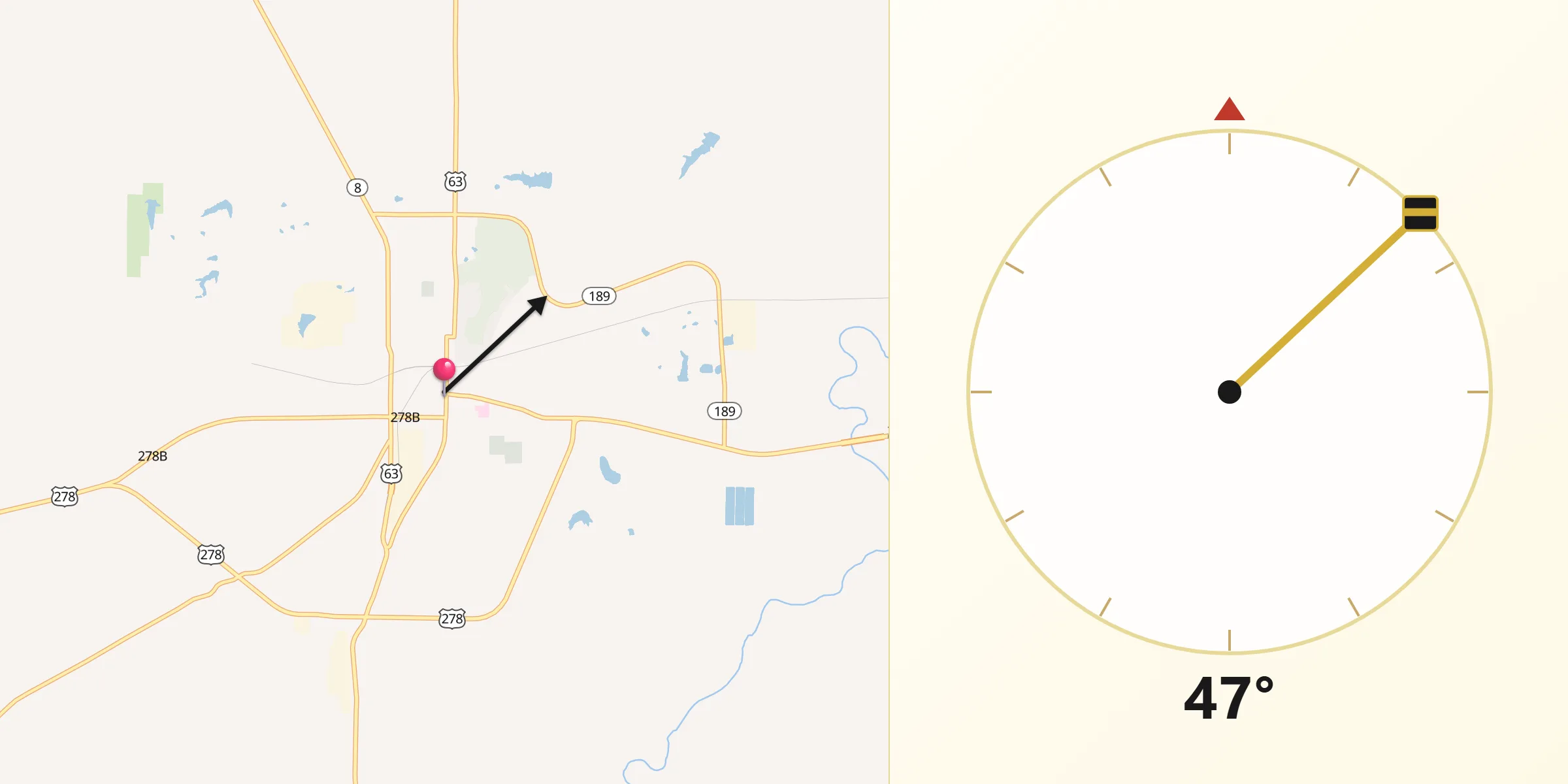 Qibla Direction from Warren